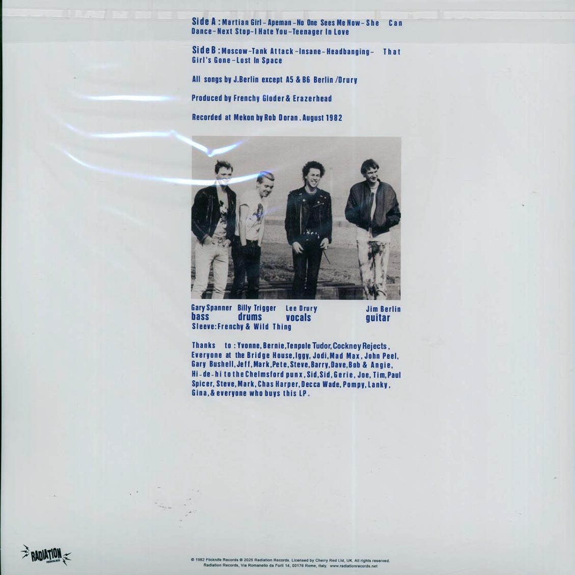 Erazerhead - The Rumble Of The East (RSD 2025) (blue vinyl) vinyl LP back cover
