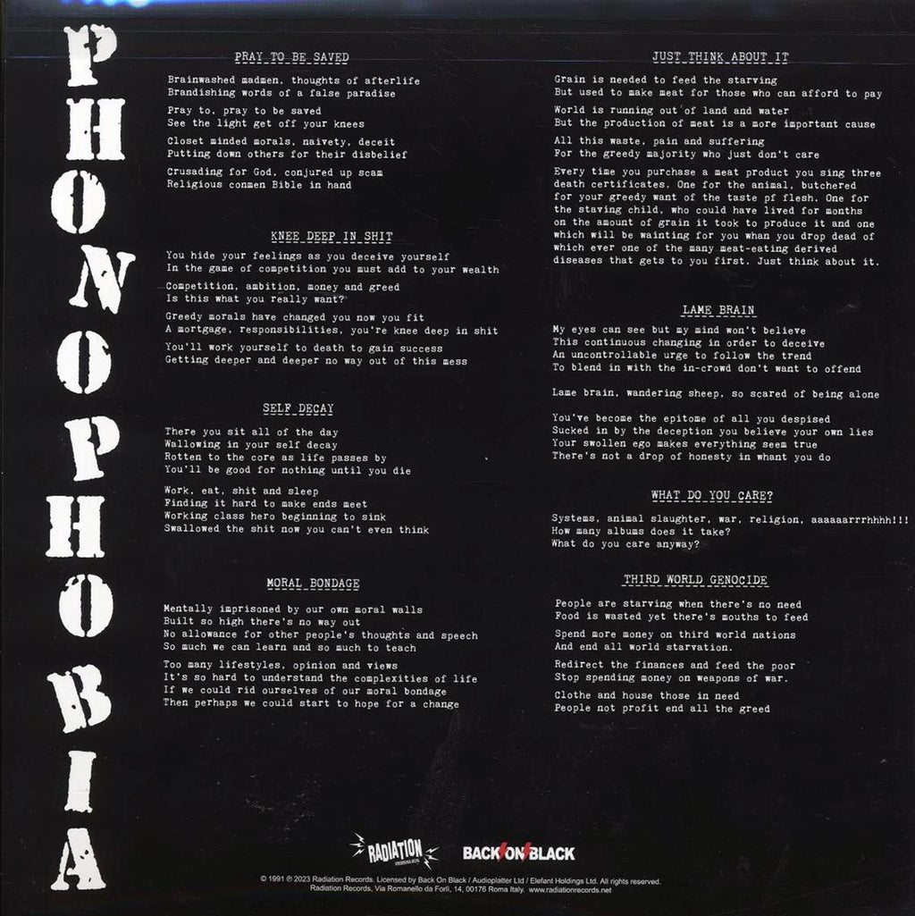 Extreme Noise Terror - Phonophobia (ltd. ed.) (white vinyl) vinyl LP back cover