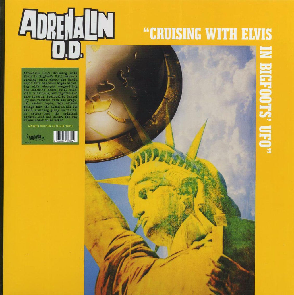 Adrenalin OD - Cruising With Elvis In Bigfoots' UFO (ltd. ed.) (yellow vinyl) vinyl LP front cover