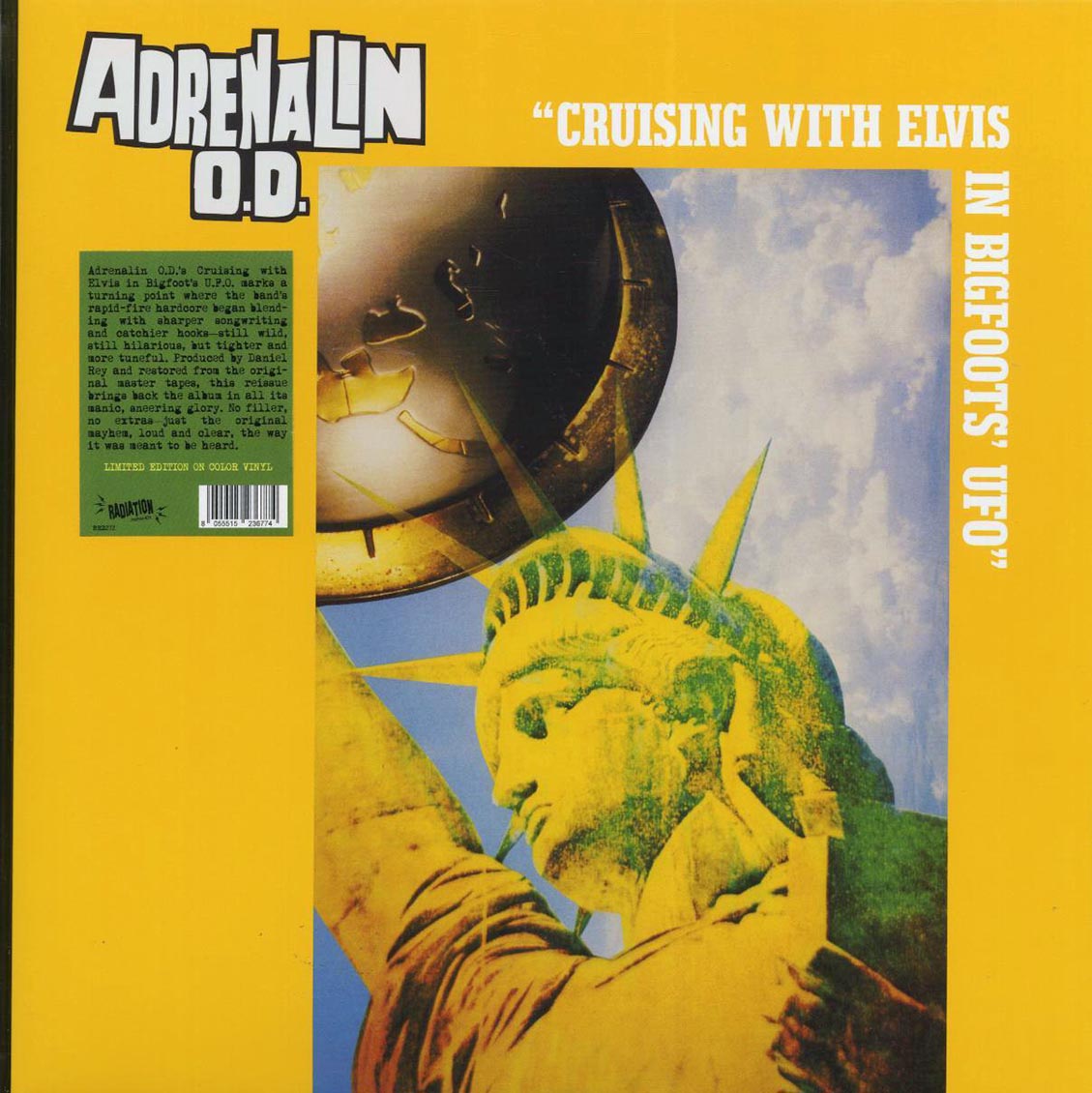 Adrenalin OD - Cruising With Elvis In Bigfoots' UFO (ltd. ed.) (yellow vinyl) vinyl LP front cover