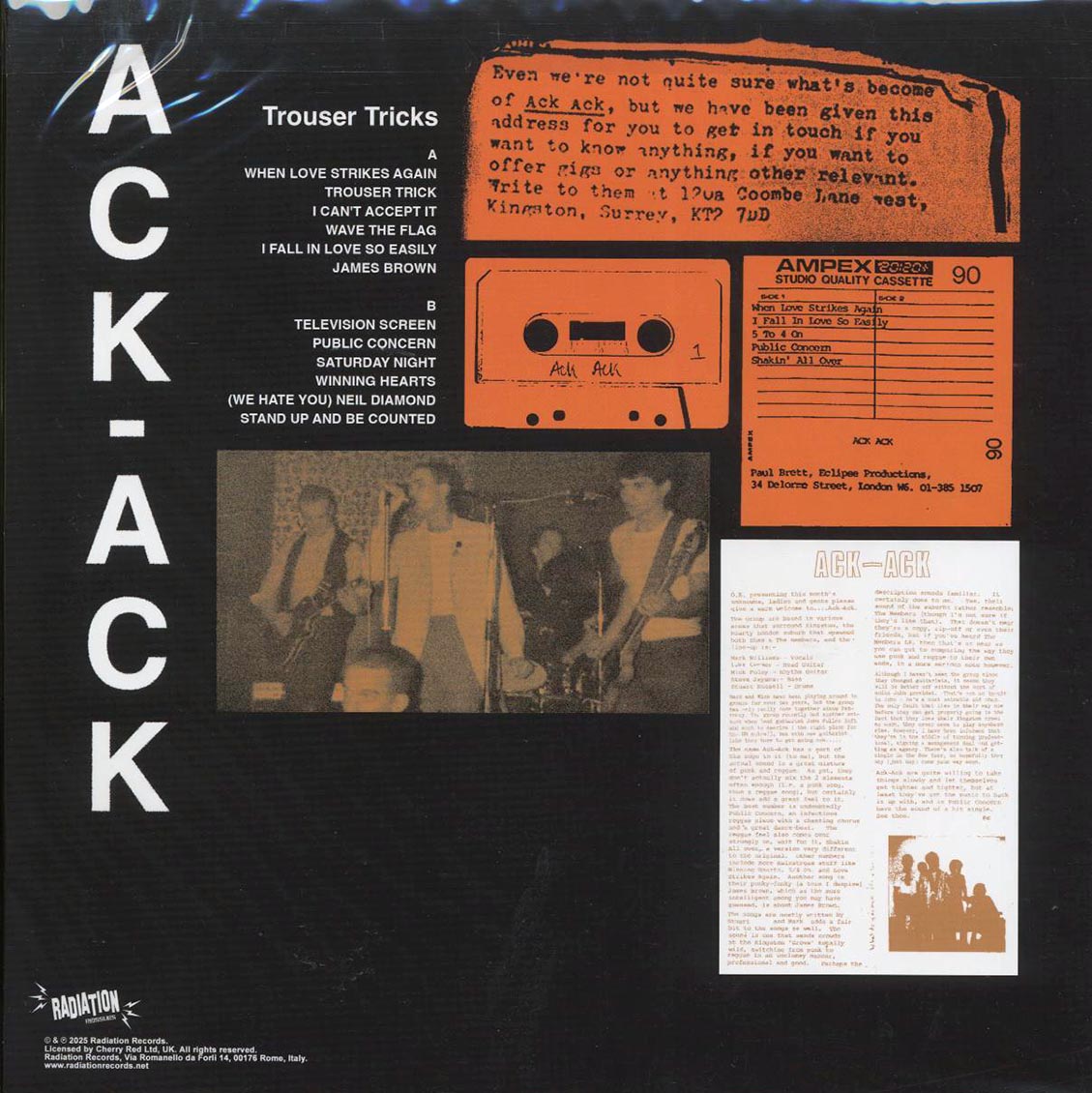 Ack-Ack - Trouser Tricks (ltd. ed.) (coral vinyl) vinyl LP back cover