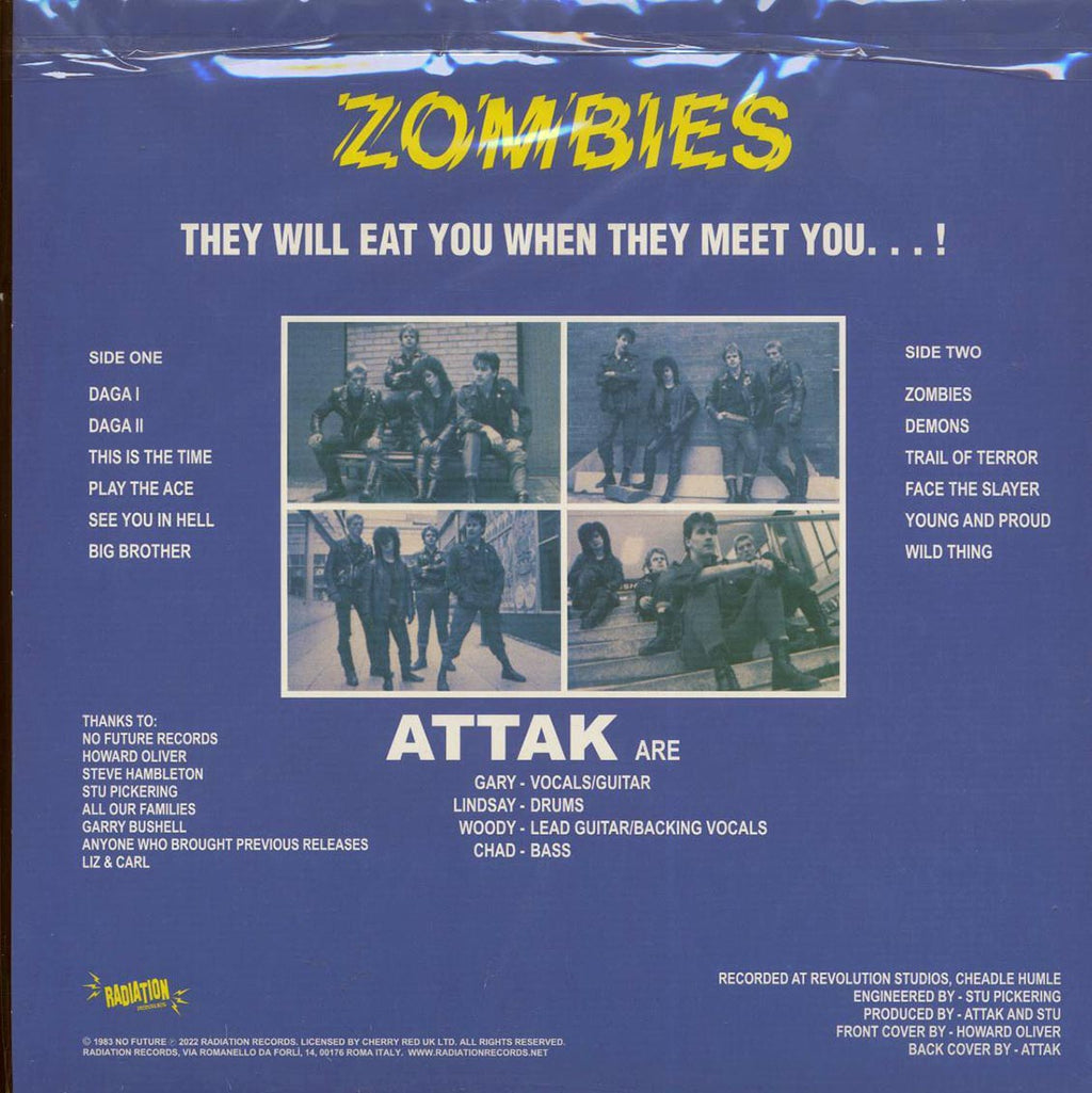 Attak - Zombies (ltd. 500 copies made) (green vinyl) vinyl LP back cover