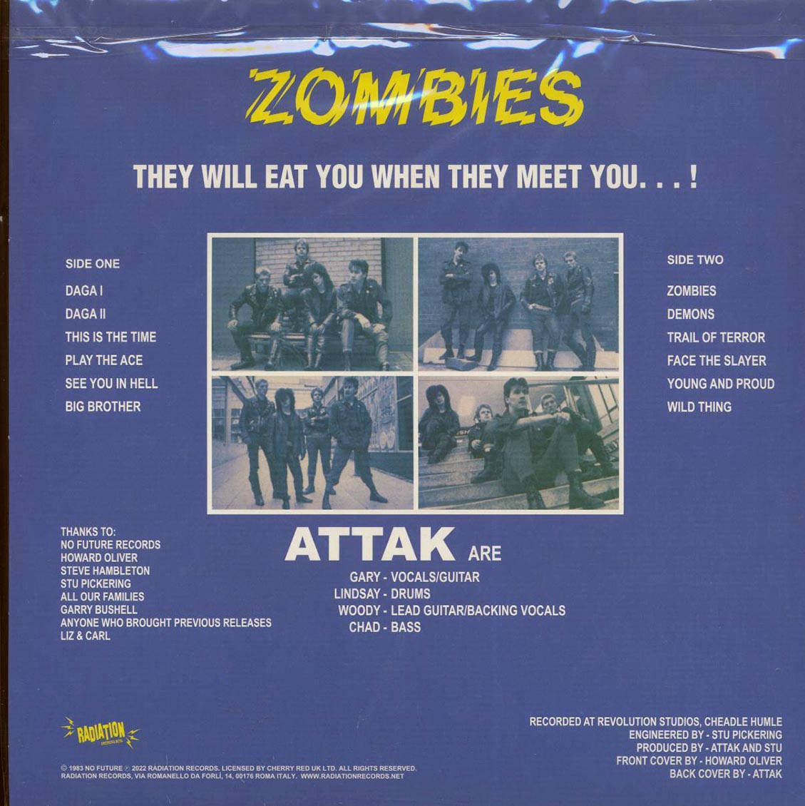 Attak - Zombies (ltd. 500 copies made) (green vinyl) vinyl LP back cover