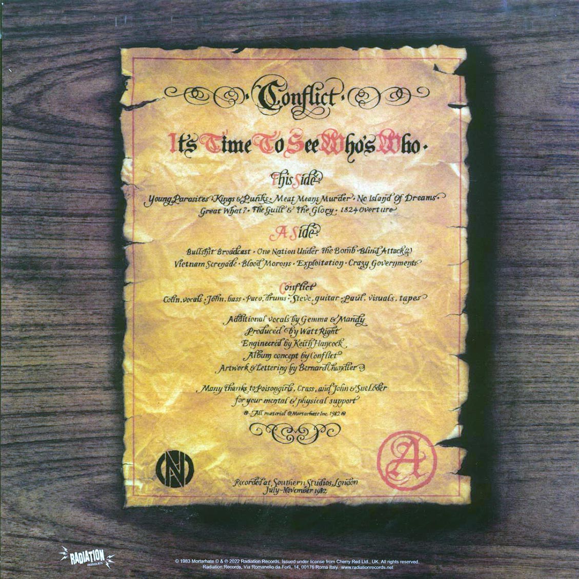 Conflict - It's Time To See Who's Who (ltd. 500 copies made) (orange vinyl) vinyl LP back cover