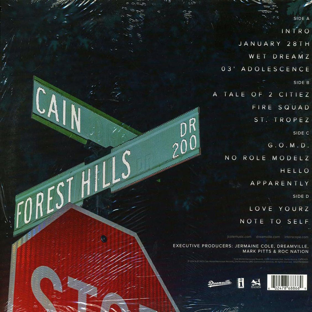 J Cole - 2014 Forest Hills Drive (ltd. ed.) (2xLP) (blue vinyl) vinyl LP back cover