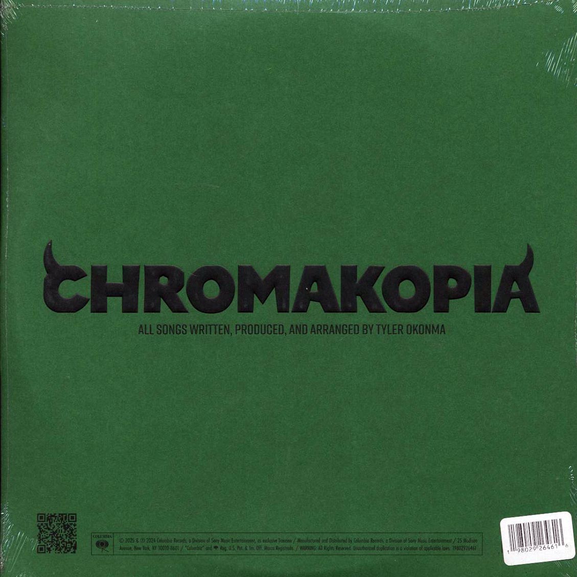 Tyler The Creator - Chromakopia (2xLP) (white vinyl) (matte jacket) vinyl LP back cover