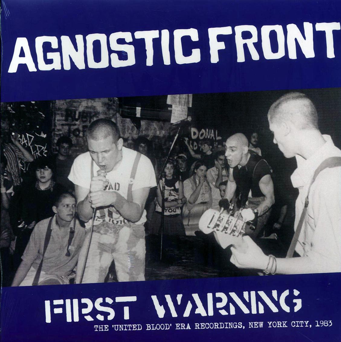 Agnostic Front - First Warning: The United Blood Era Recordings, New York City, 1983 (ltd. ed.) (blue vinyl) vinyl LP front cover