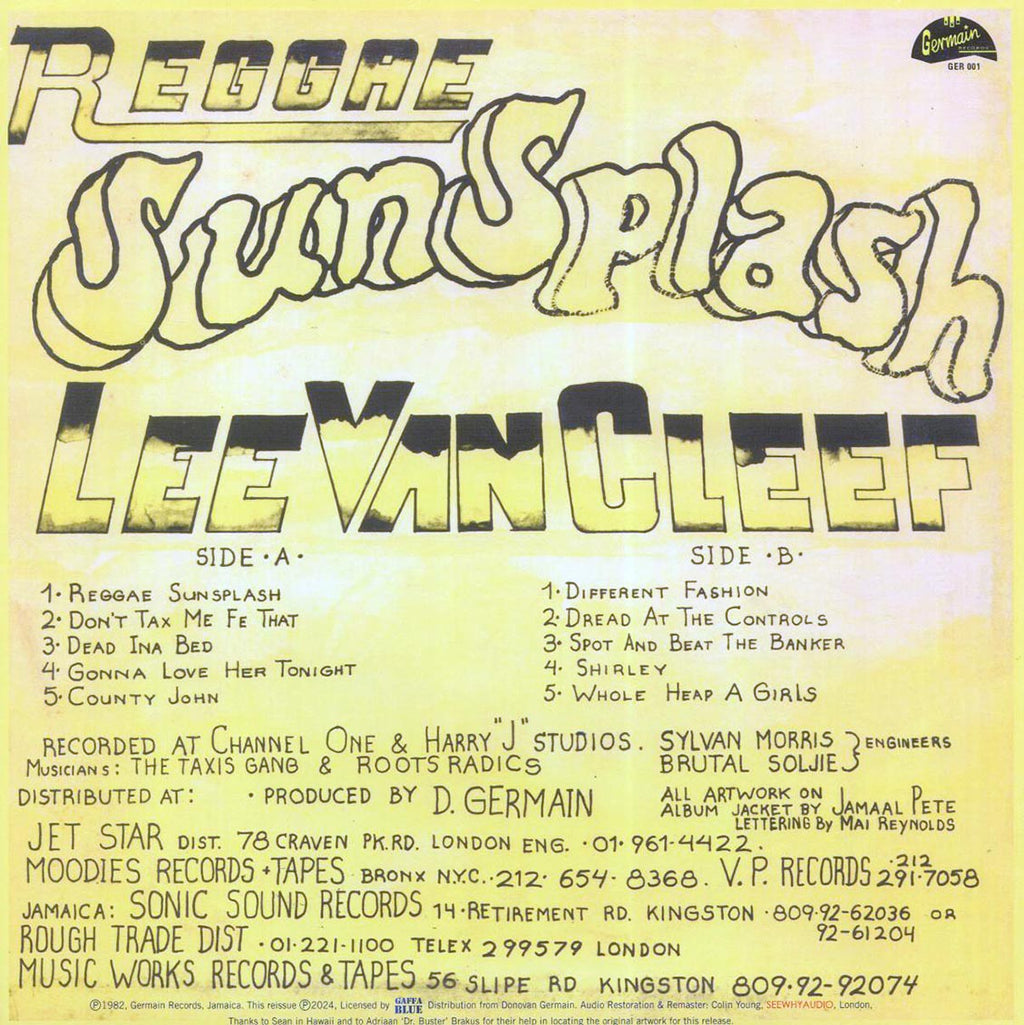 Lee Van Cleef - Reggae SunSplash vinyl LP back cover