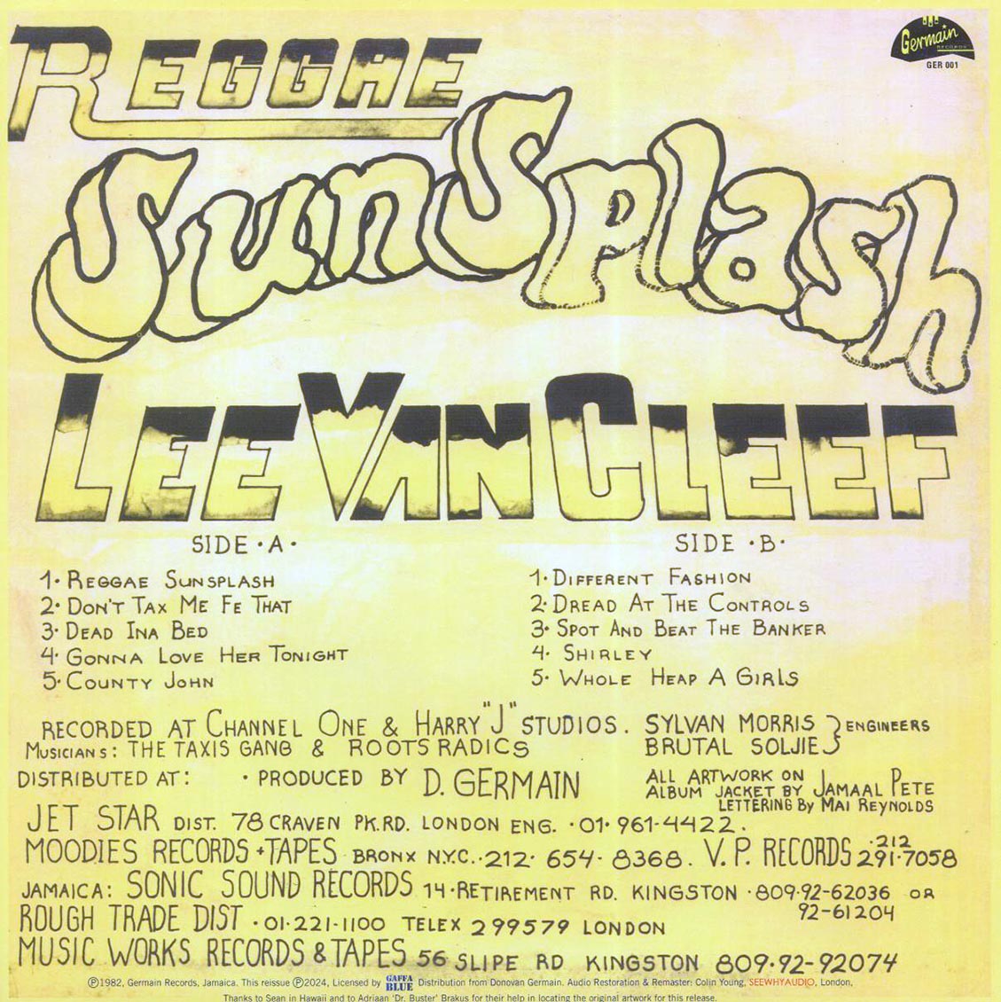 Lee Van Cleef - Reggae SunSplash vinyl LP back cover