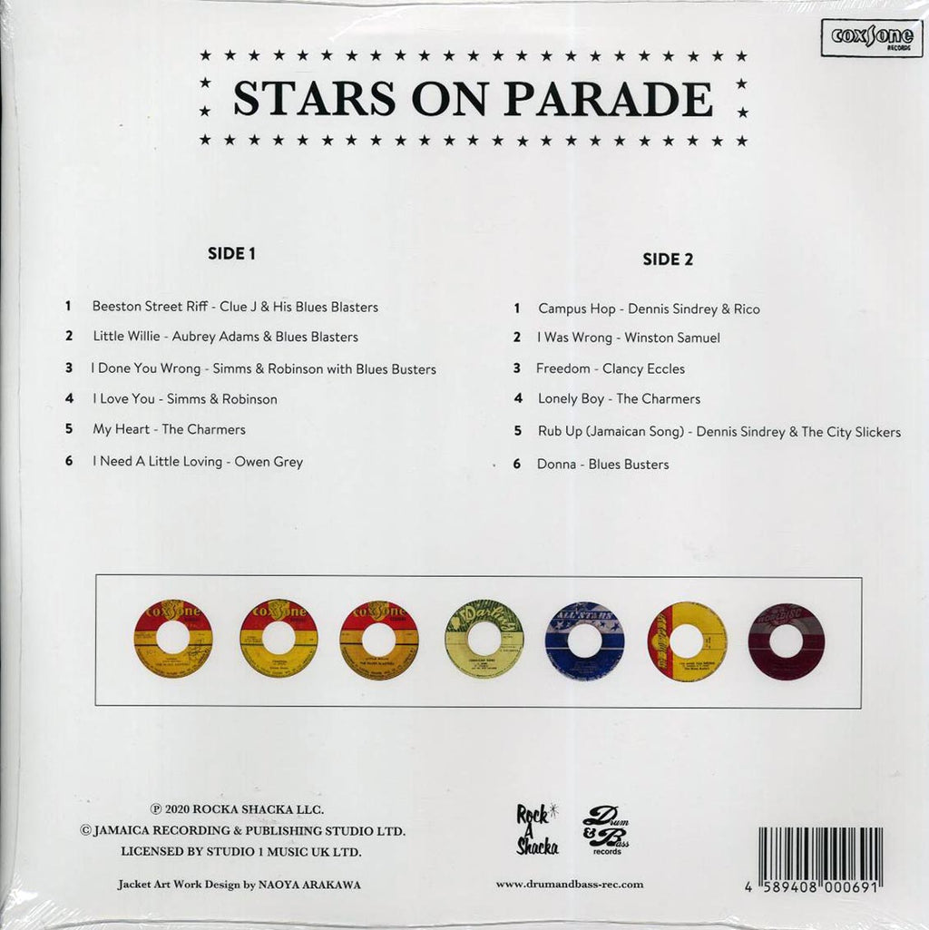 Clancy Eccles, The Charmers, Clue J & His Blues Blasters, Etc. - Stars On Parade (Japan press) vinyl LP back cover