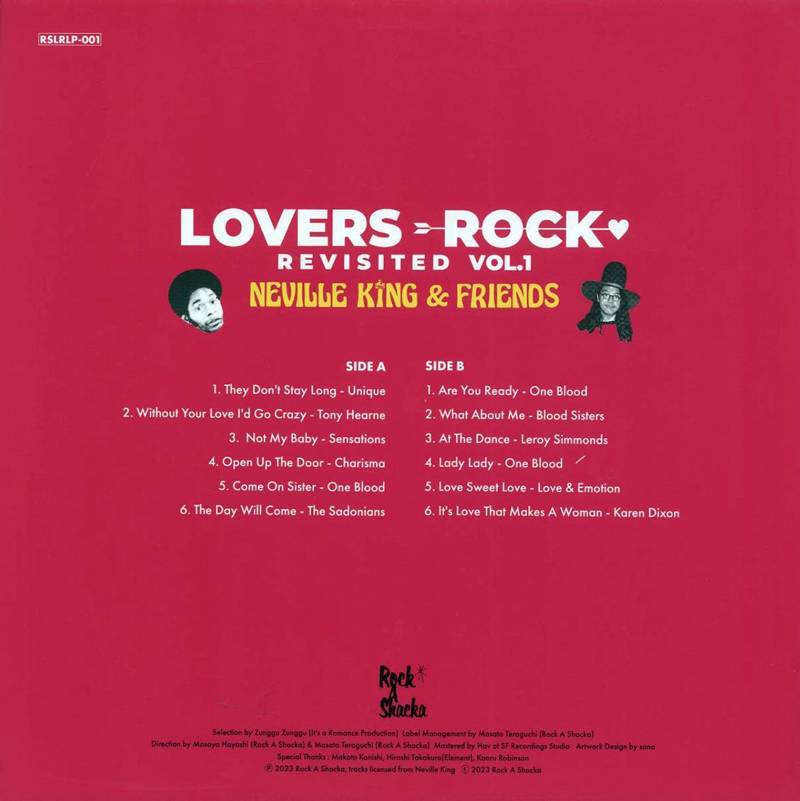 The Uniques, One Blood, Karen Dixon, Etc. - Lovers Rock Revisited Volume 1: Neville King & Friends (Japan press) vinyl LP back cover