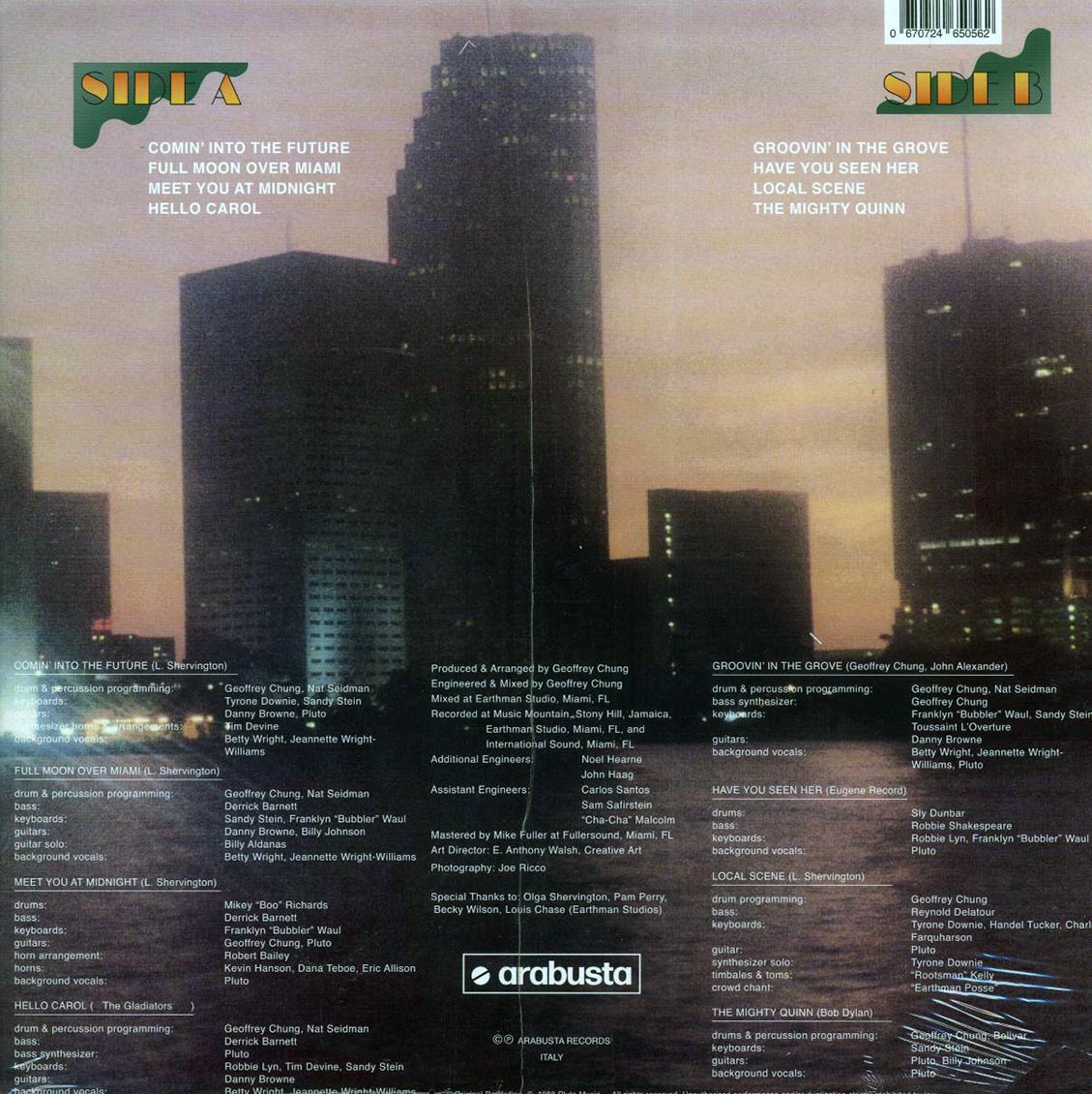 Pluto - Rhythm Of The City vinyl LP back cover