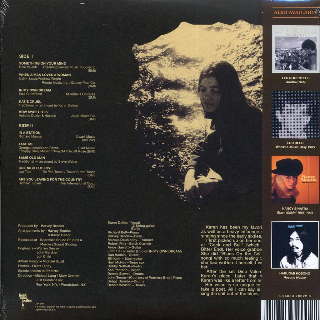 Karen Dalton - In My Own Time (50th Anniv. Ed.) (silver vinyl) (RTI press) — back cover