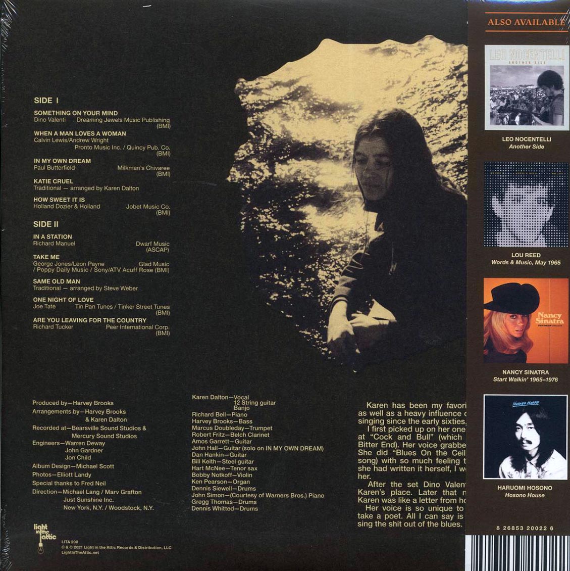 Karen Dalton - In My Own Time (50th Anniv. Ed.) (silver vinyl) (RTI press) — back cover