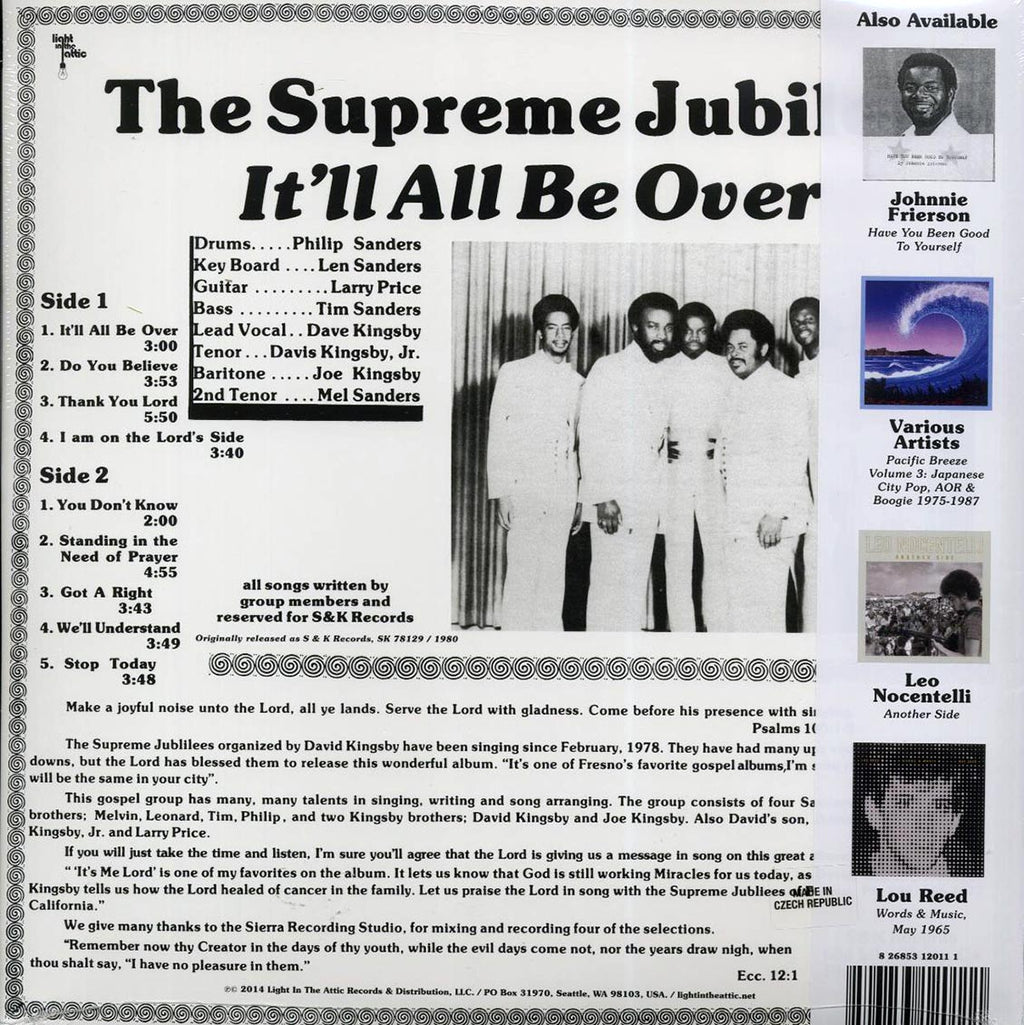 The Supreme Jubilees - It'll All Be Over (maroon/yellow vinyl) — back cover