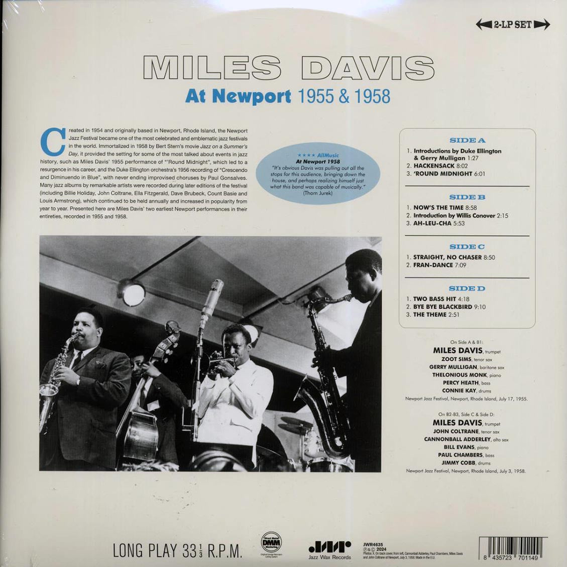 Miles Davis - At Newport 1955 & 1958 (ltd. ed.) (2xLP) (180g) vinyl LP back cover
