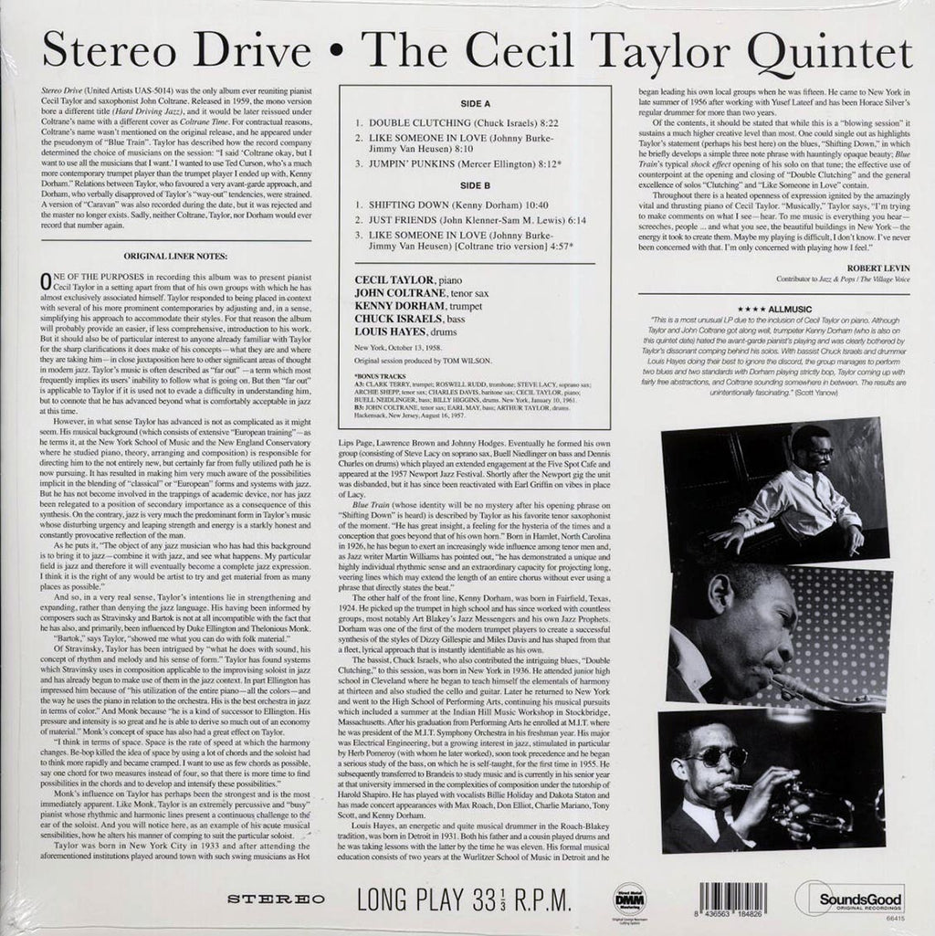 Cecil Taylor Quintet - Stereo Drive (+2 bonus tracks) (180g) vinyl LP back cover