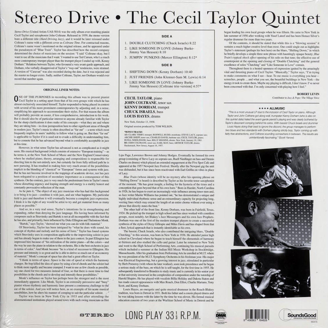 Cecil Taylor Quintet - Stereo Drive (+2 bonus tracks) (180g) vinyl LP back cover