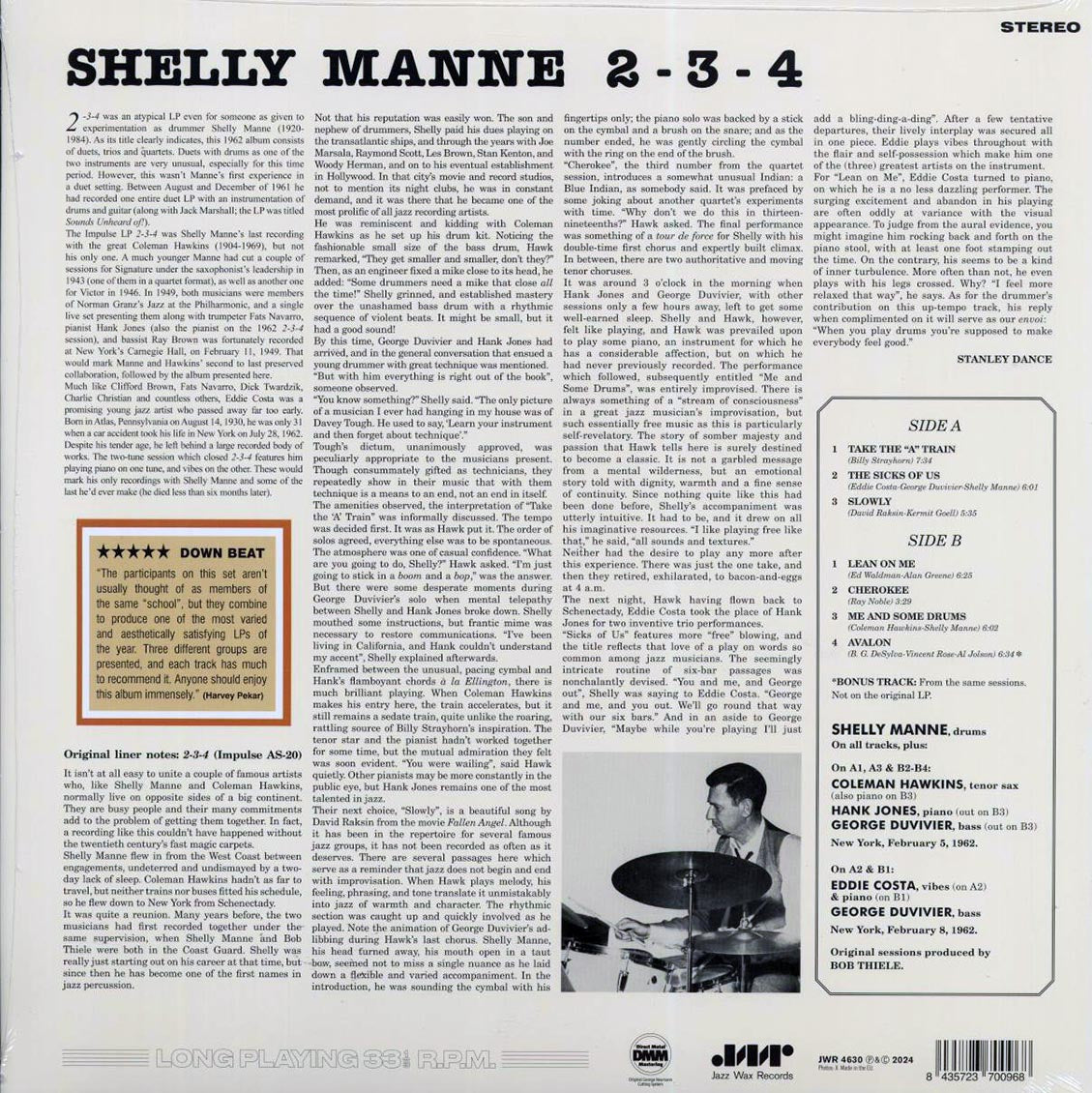 Shelly Manne - 2-3-4 (+bonus track) (180g) vinyl LP back cover
