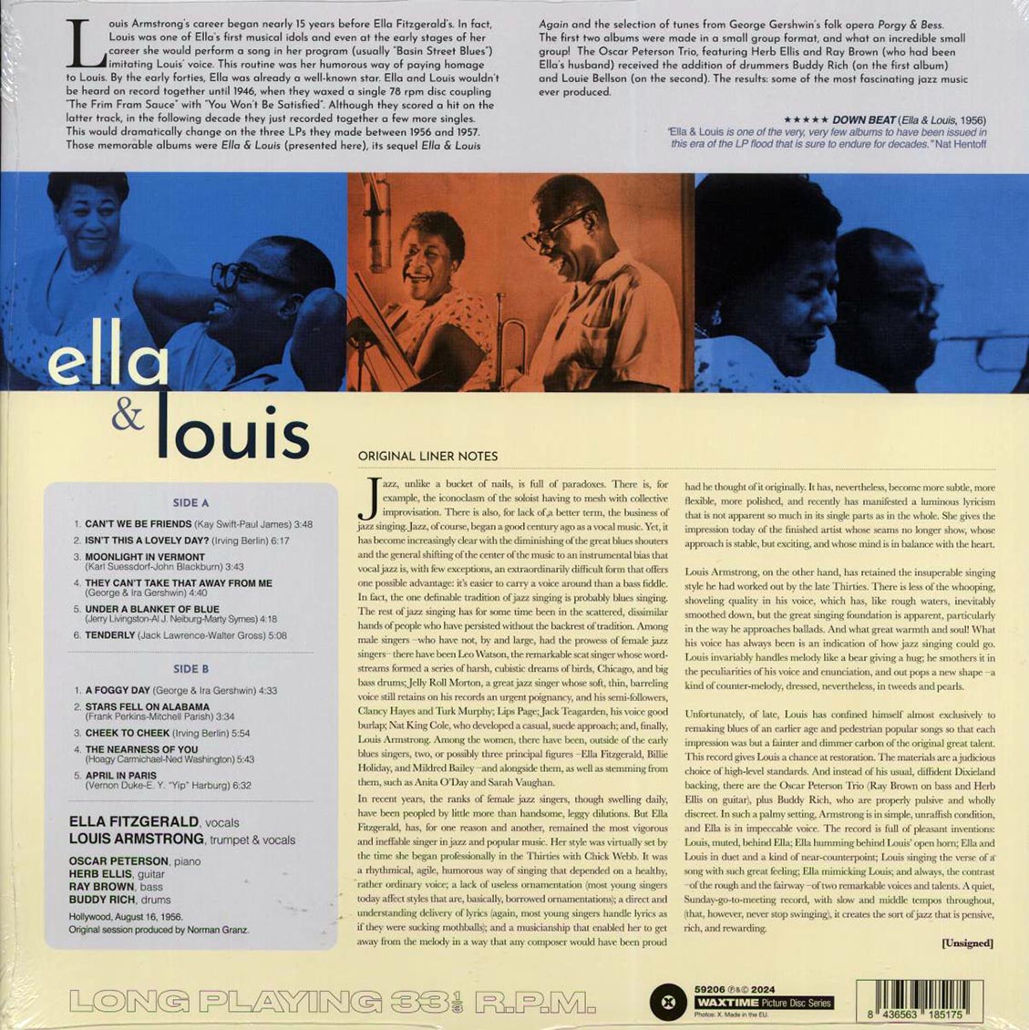 Ella Fitzgerald, Louis Armstrong - Ella & Louis (180g) (picture disc) vinyl LP back cover