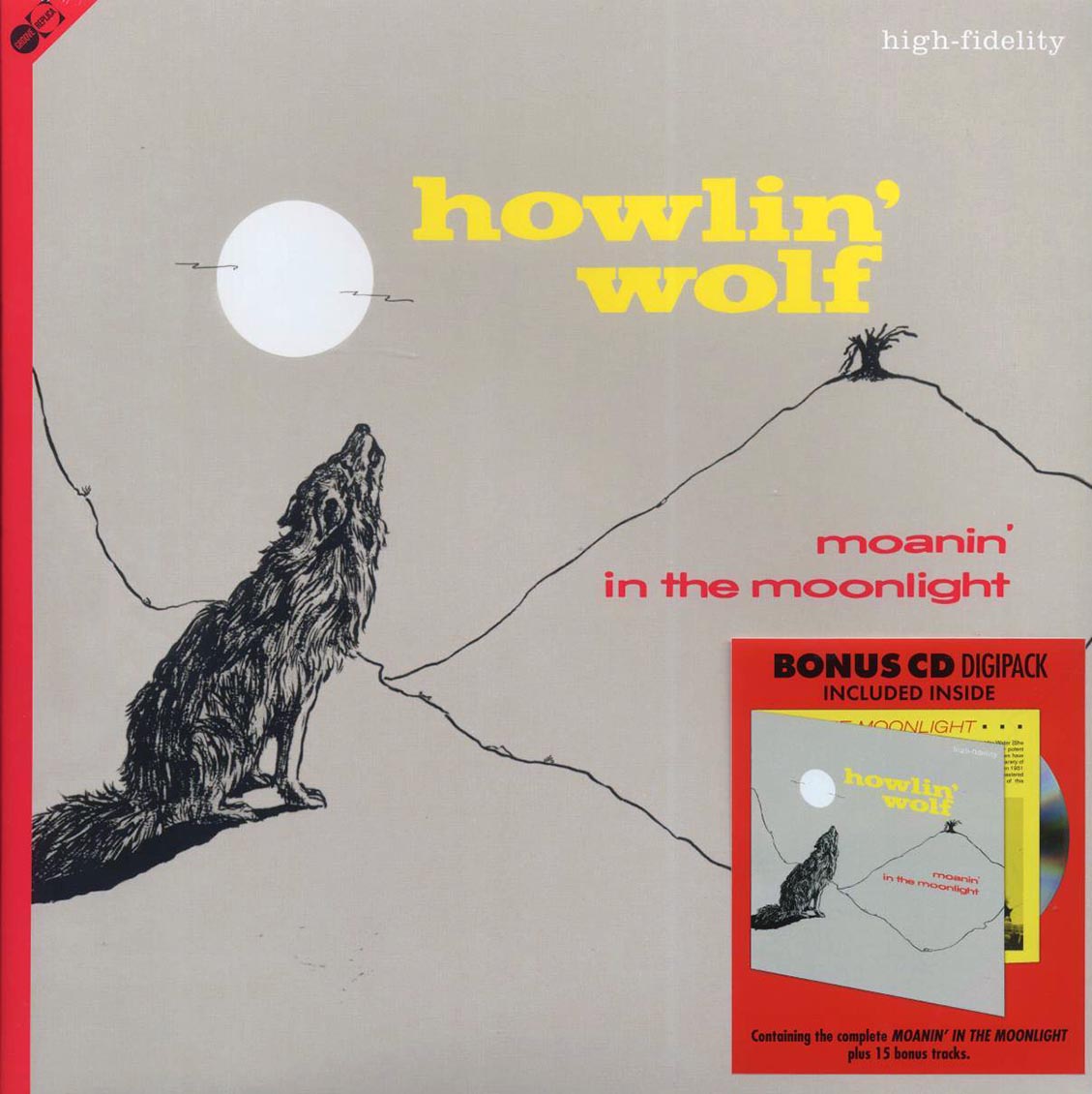Howlin' Wolf - Moanin' In The Moonlight (+15 bonus tracks) (incl. CD) vinyl LP front cover
