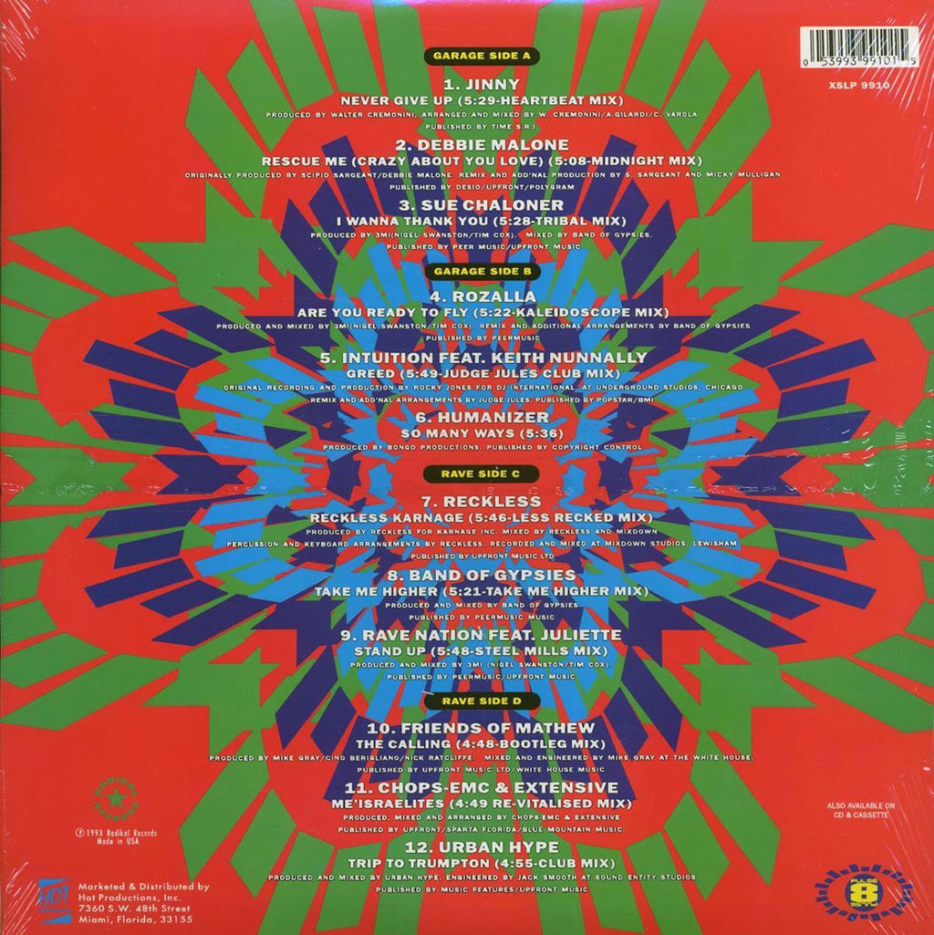 Jinny, Debby Malone, Rave Nation, Humanizer, Urban Hype, Etc. - Pulsating Rhythms (ORIGINAL 1993 PRESS) (orig. press) (2xLP) vinyl LP back cover