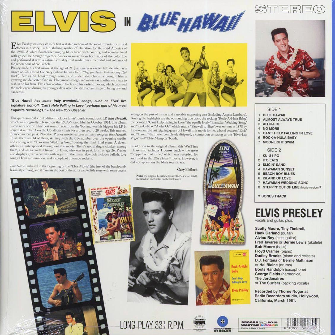 Elvis Presley - Blue Hawaii (+bonus track) (180g) (blue vinyl) vinyl LP back cover