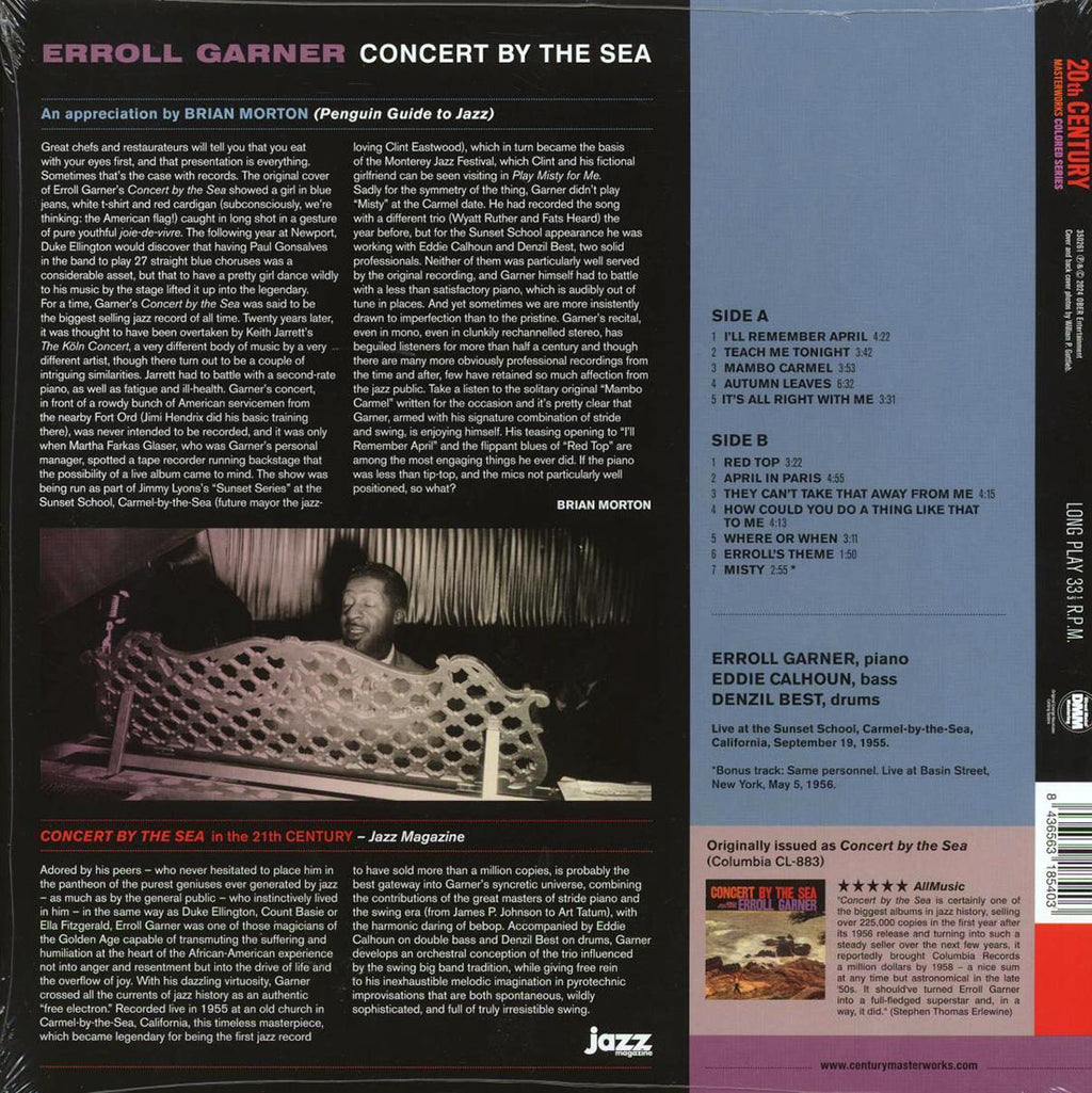 Erroll Garner - Concert By The Sea (+bonus track) (180g) (red vinyl) vinyl LP back cover