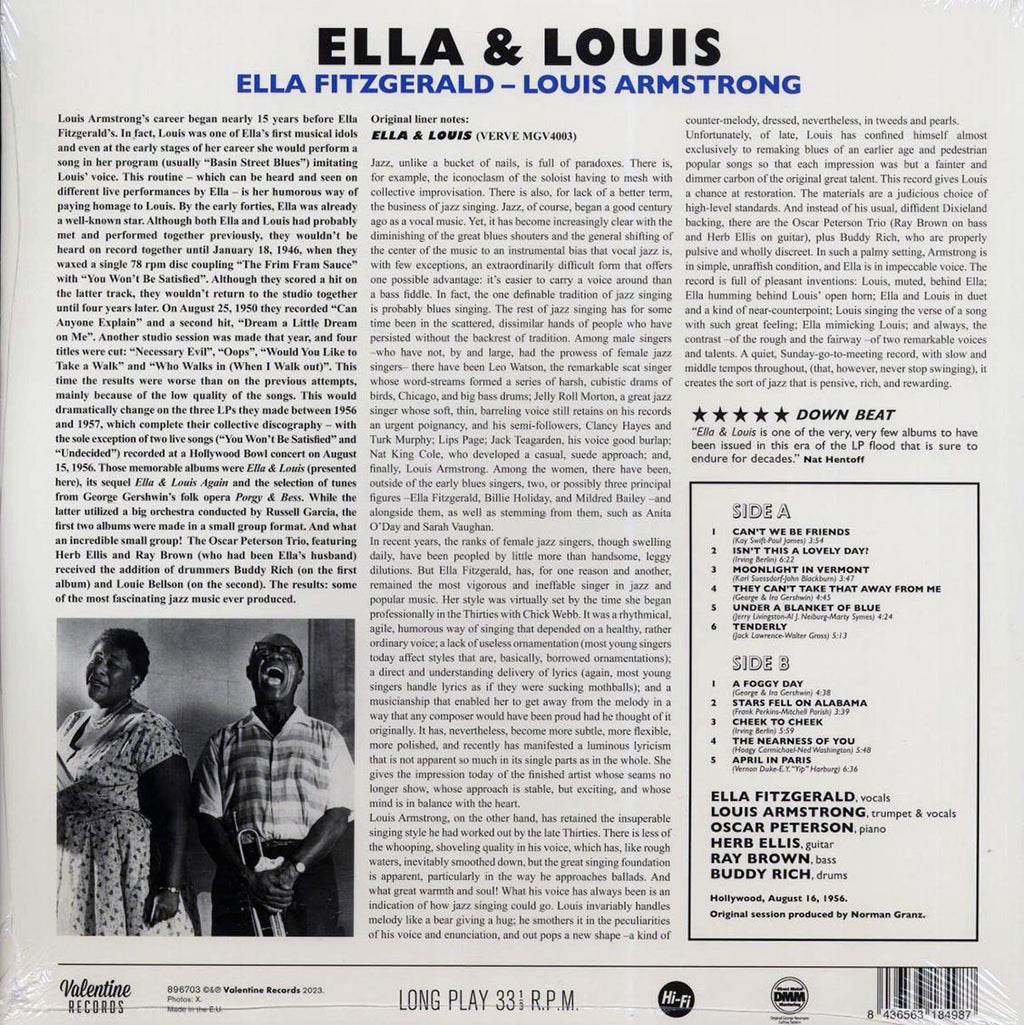 Ella Fitzgerald, Louis Armstrong - Ella And Louis (mono) (180g) vinyl LP back cover