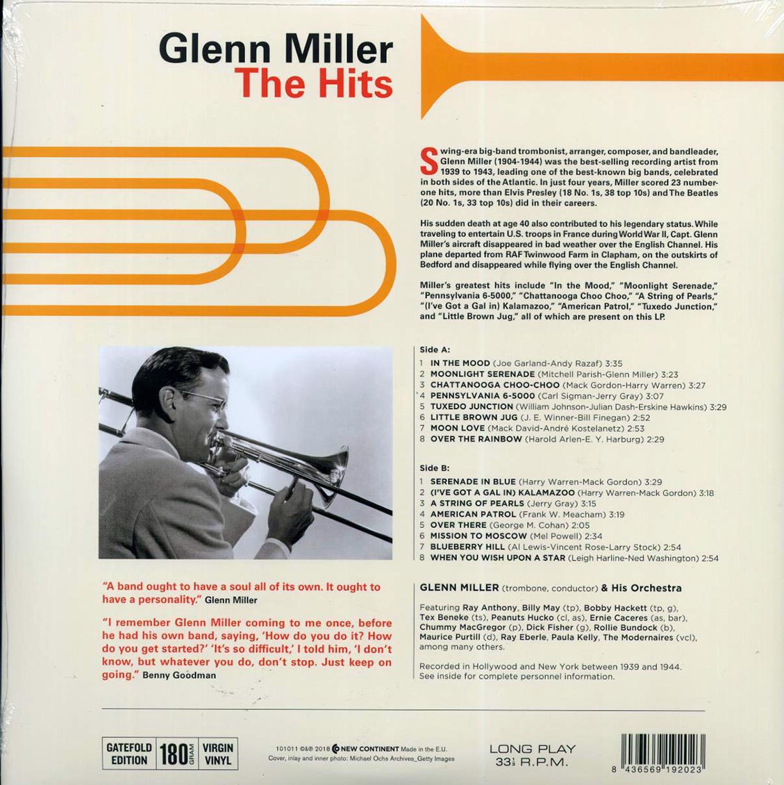 Glenn Miller - The Hits (180g) vinyl LP back cover