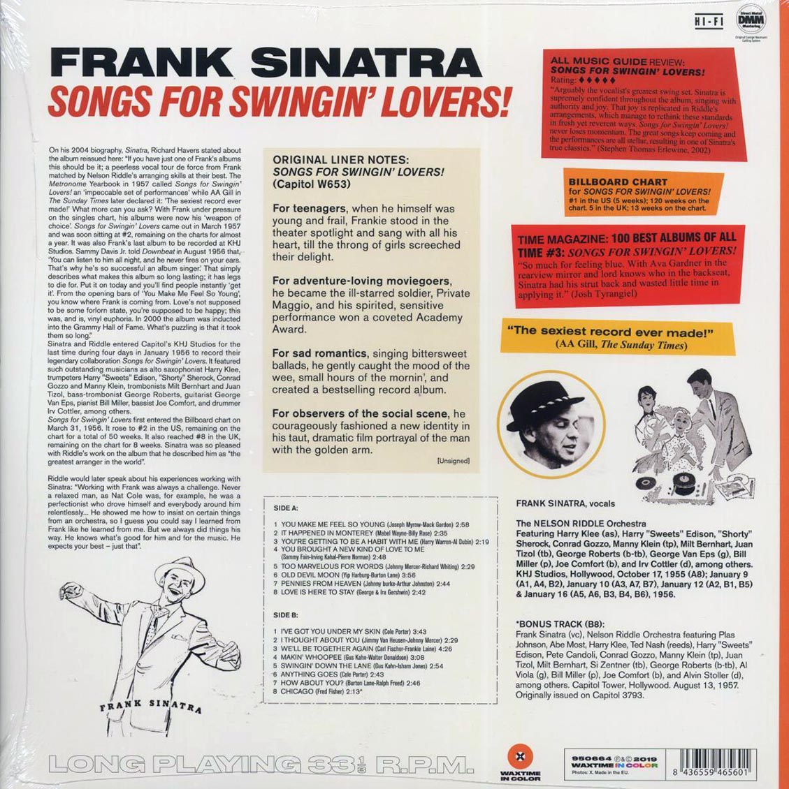 Frank Sinatra - Songs For Swingin' Lovers (+bonus track) (ltd. ed.) (180g) (orange vinyl) vinyl LP back cover