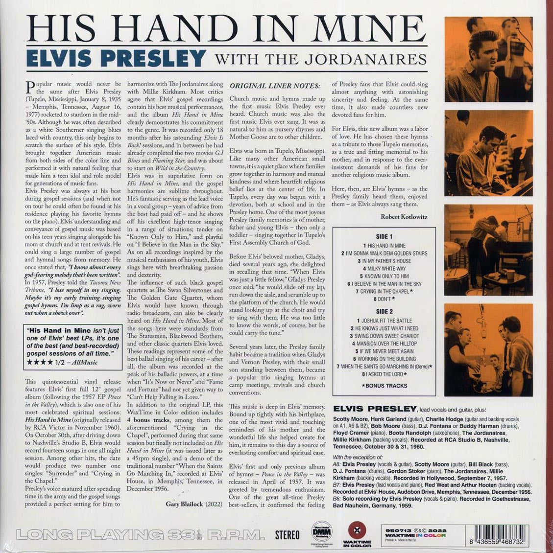 Elvis Presley - His Hand In Mine (+4 bonus tracks) (180g) (brown vinyl) vinyl LP back cover