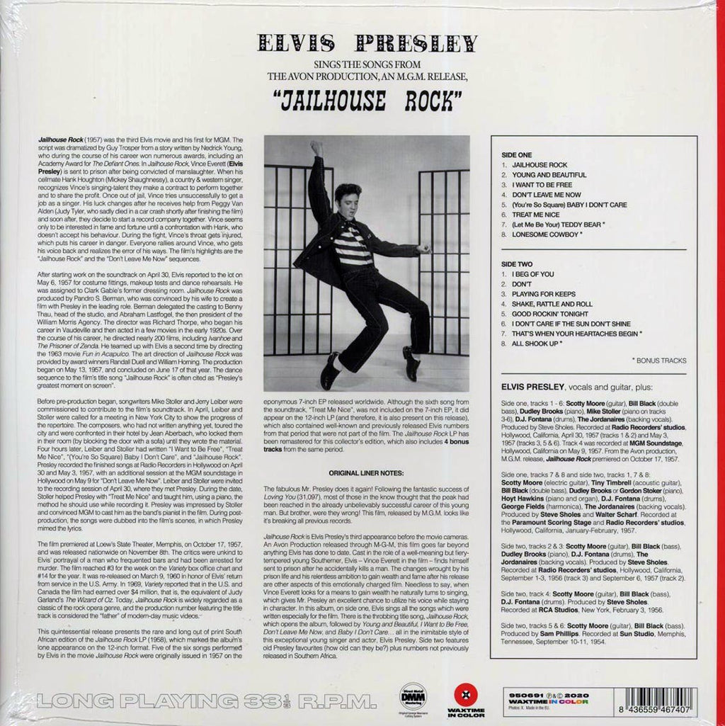 Elvis Presley - Jailhouse Rock (+4 bonus tracks) (180g) (red vinyl) vinyl LP back cover