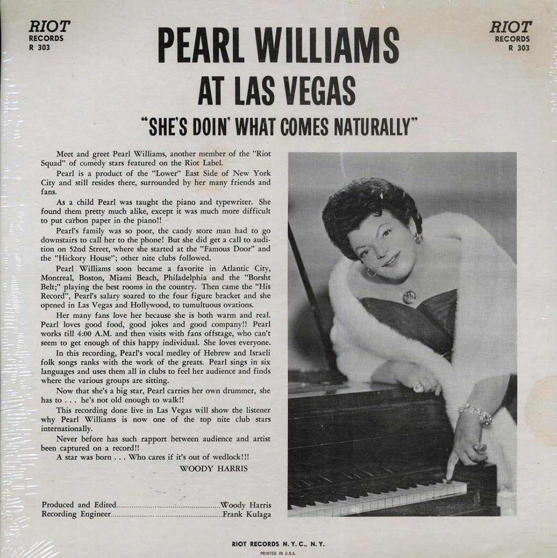 Pearl Williams - At Las Vegas (1963 ORIGINAL PRESS) (orig. press) vinyl LP back cover