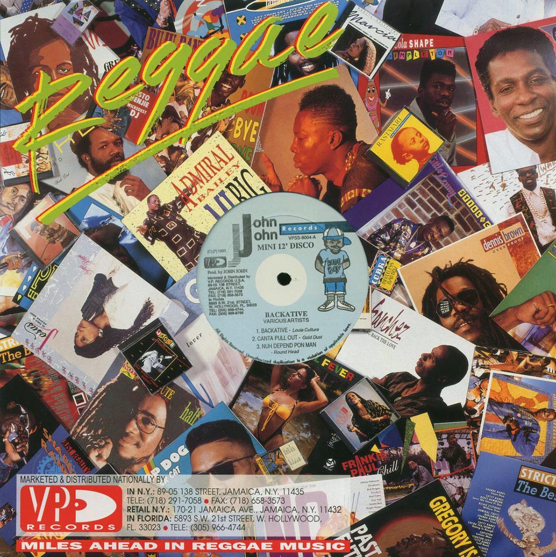 Louie Culture, Beenie Man, Original African, Gold Dust, Round Head - Backative (1993 ORIGINAL PRESS) (orig. press) vinyl LP front cover