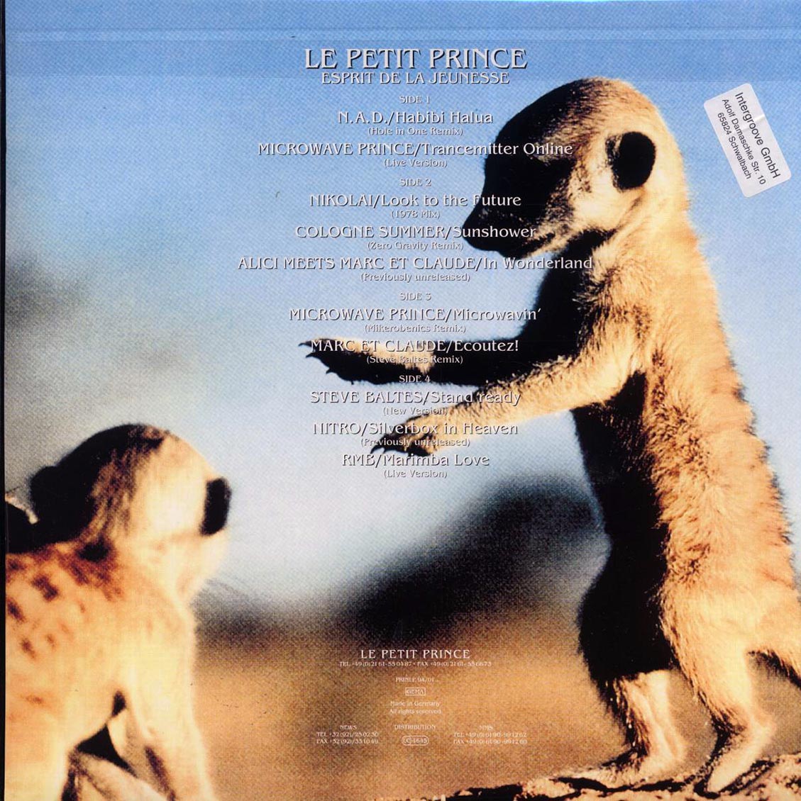 Nitro, Microwave Prince, Cologne Summer, RMB, Etc. - Esprit De La Jeunesse Special DJ Edition (1994 ORIGINAL PRESS) (orig. press) vinyl LP back cover