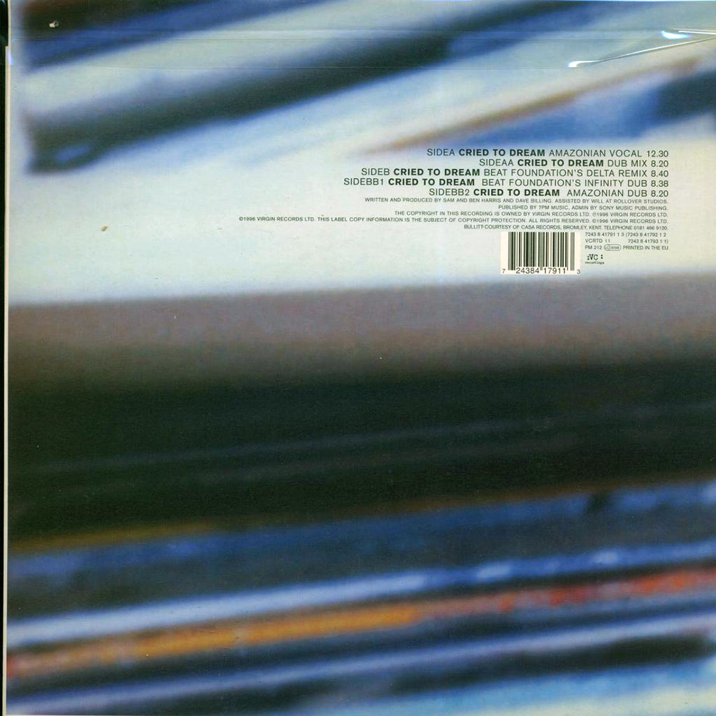 Bullitt - Cried To Dream (1996 ORIGINAL PRESS) (2xLP) vinyl LP back cover