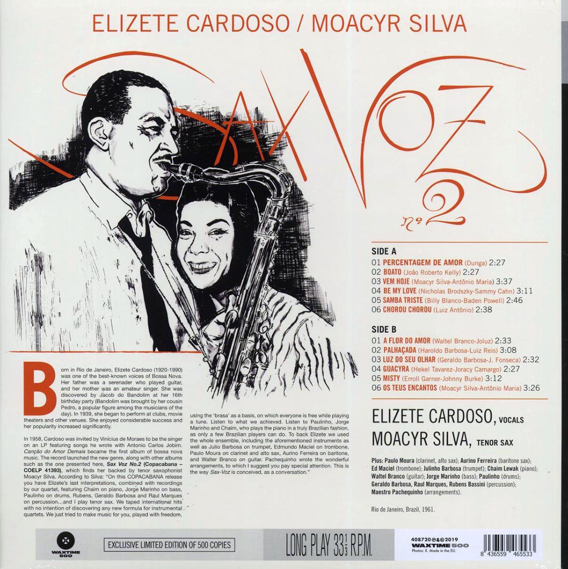 Elizete Cardoso, Moacyr Silva - Sax Voz No. 2 (ltd. 500 copies made) (180g) vinyl LP back cover