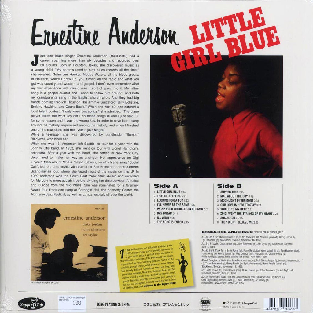 Ernestine Anderson - Little Girl Blue (180g) vinyl LP back cover