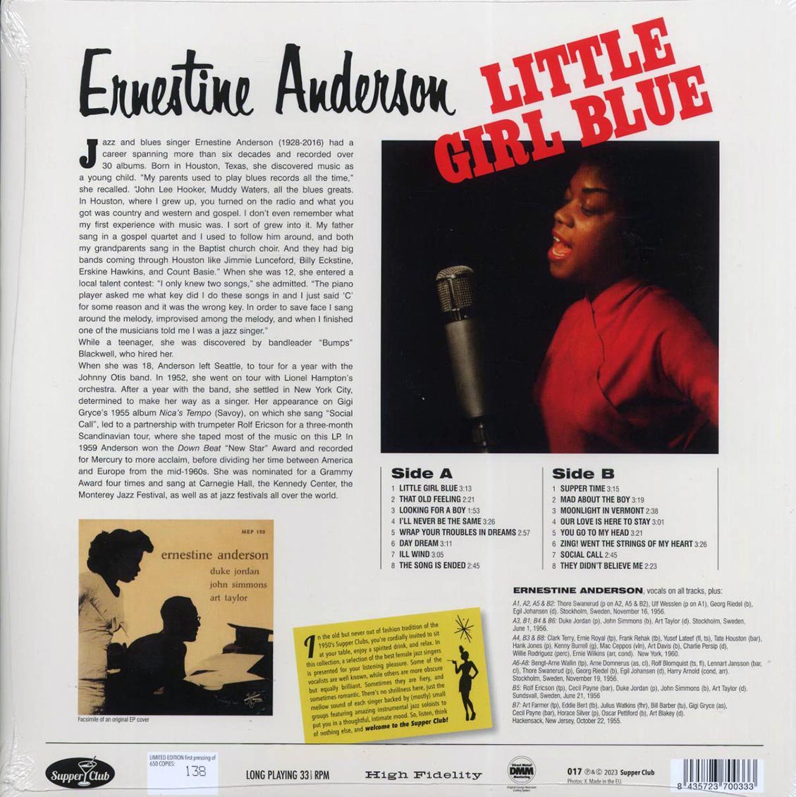 Ernestine Anderson - Little Girl Blue (180g) vinyl LP back cover