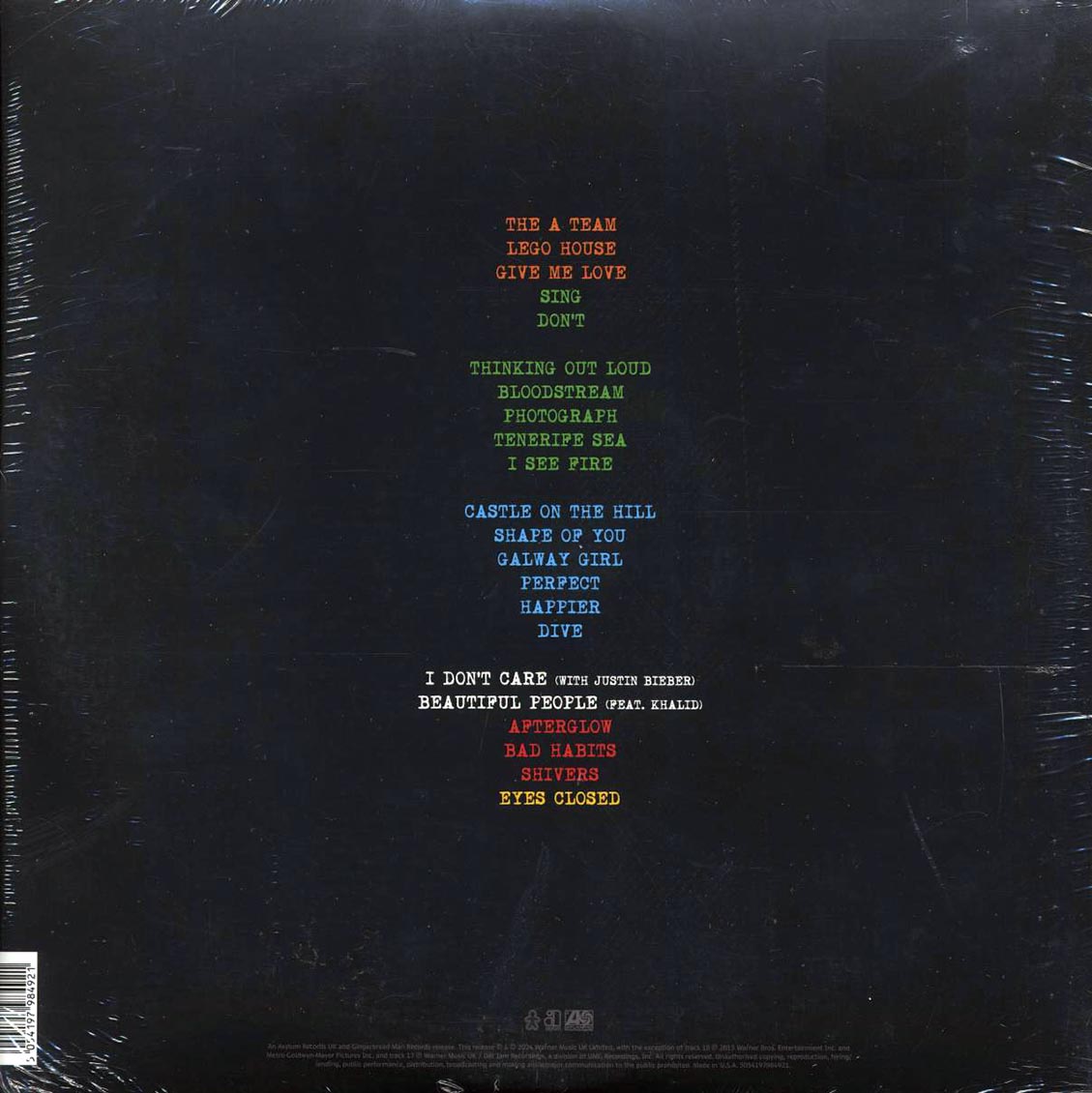 Ed Sheeran - +-=÷×: Tour Collection (2xLP) vinyl LP back cover