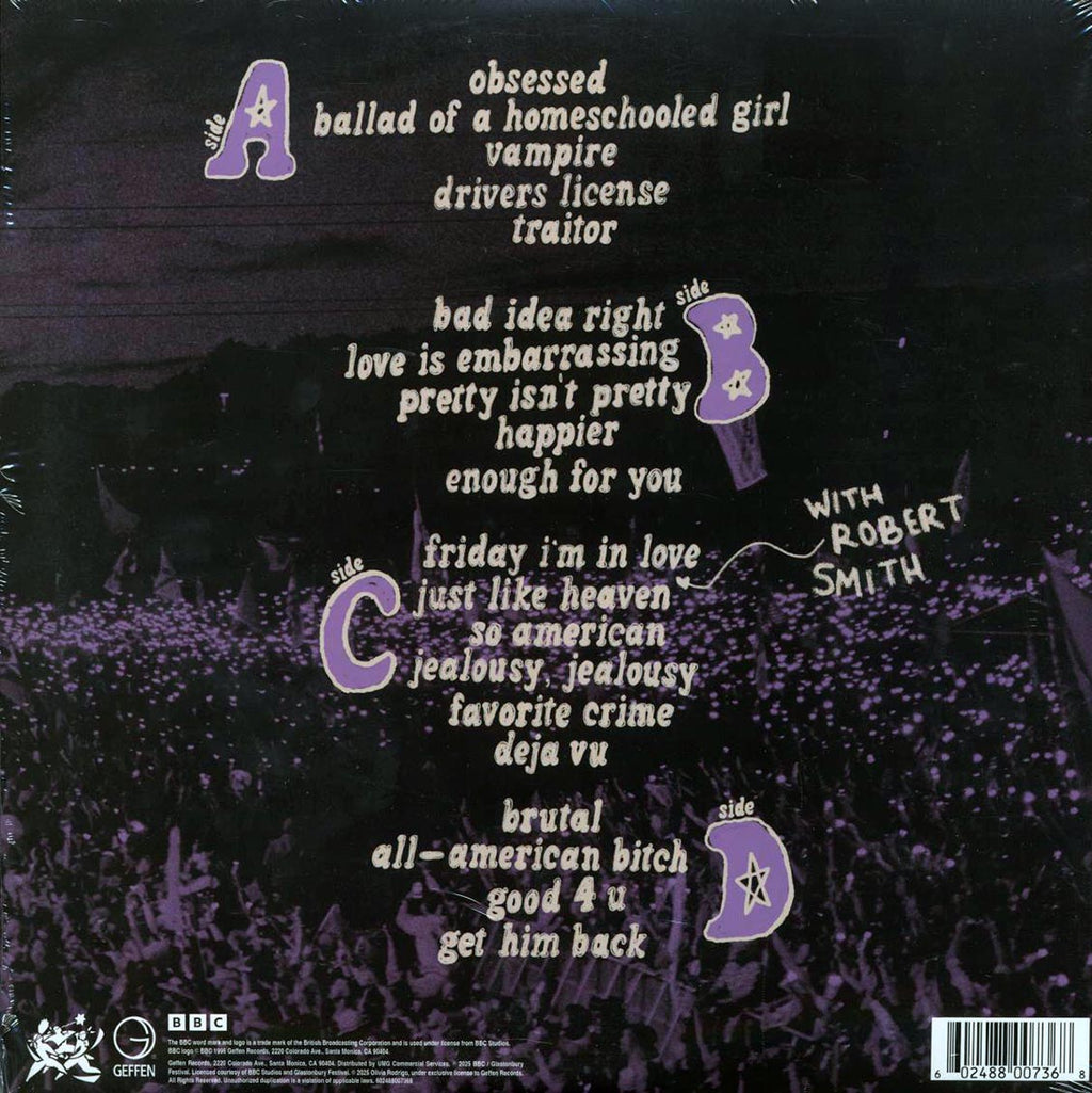 Olivia Rodrigo - Live From Glastonbury: A BBC Recording (2xLP) (light blue/cobalt vinyl) vinyl LP back cover