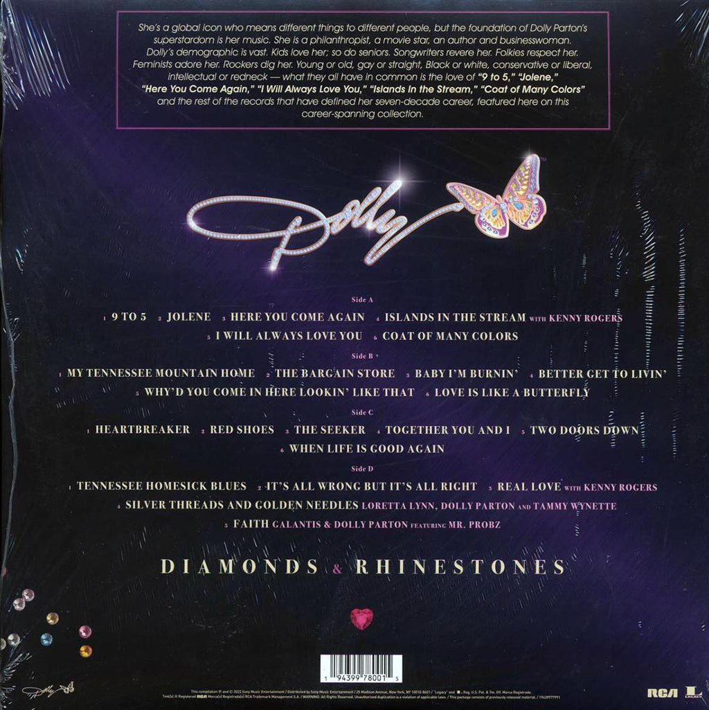 Dolly Parton - Diamonds & Rhinestones: The Greatest Hits Collection (ltd. ed.) (2xLP) (pink vinyl) vinyl LP back cover