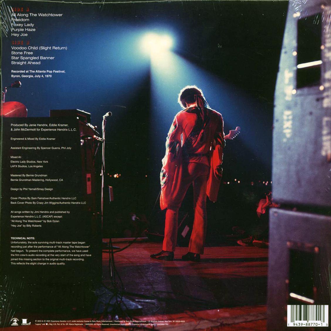 Jimi Hendrix Experience - Freedom: Atlanta Pop Festival (ltd. ed.) (red/white/blue vinyl) vinyl LP back cover