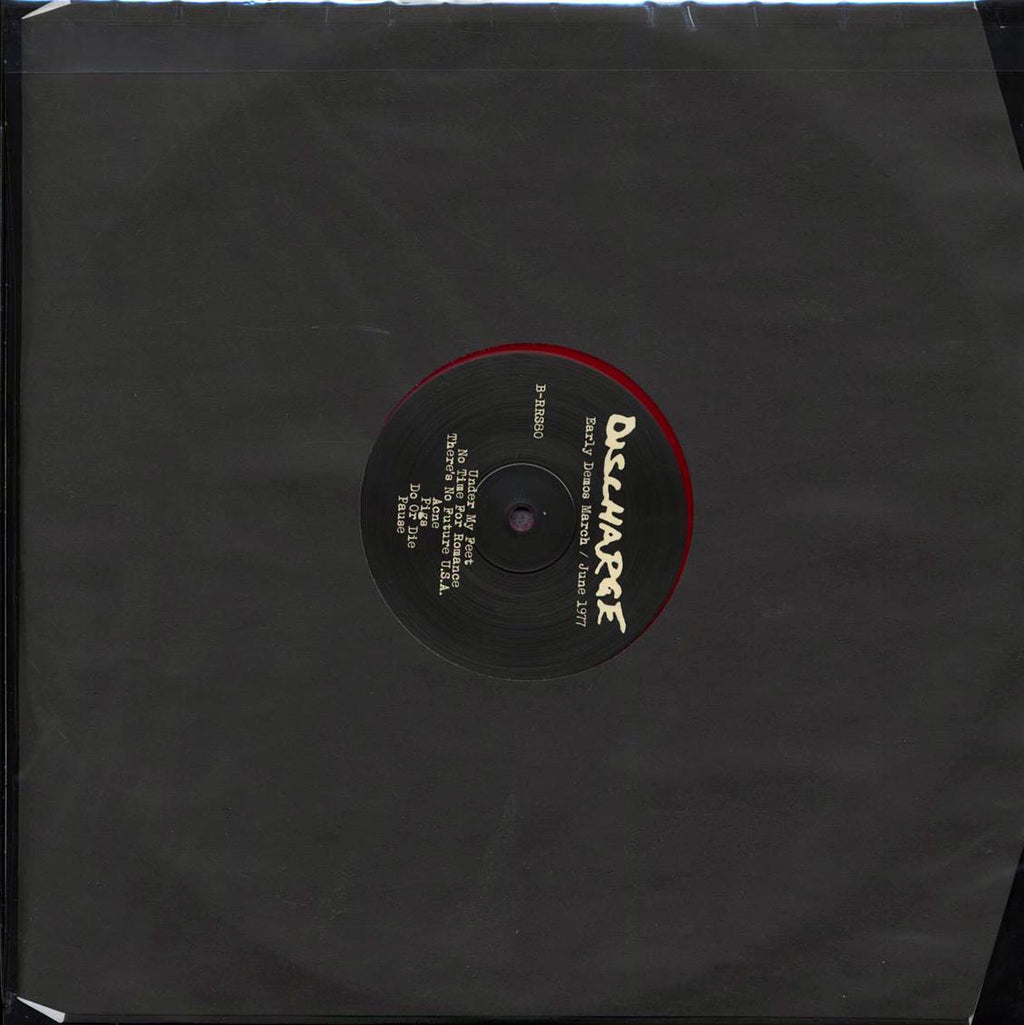 Discharge - Early Demos: March, June 1977 (red vinyl) vinyl LP back cover