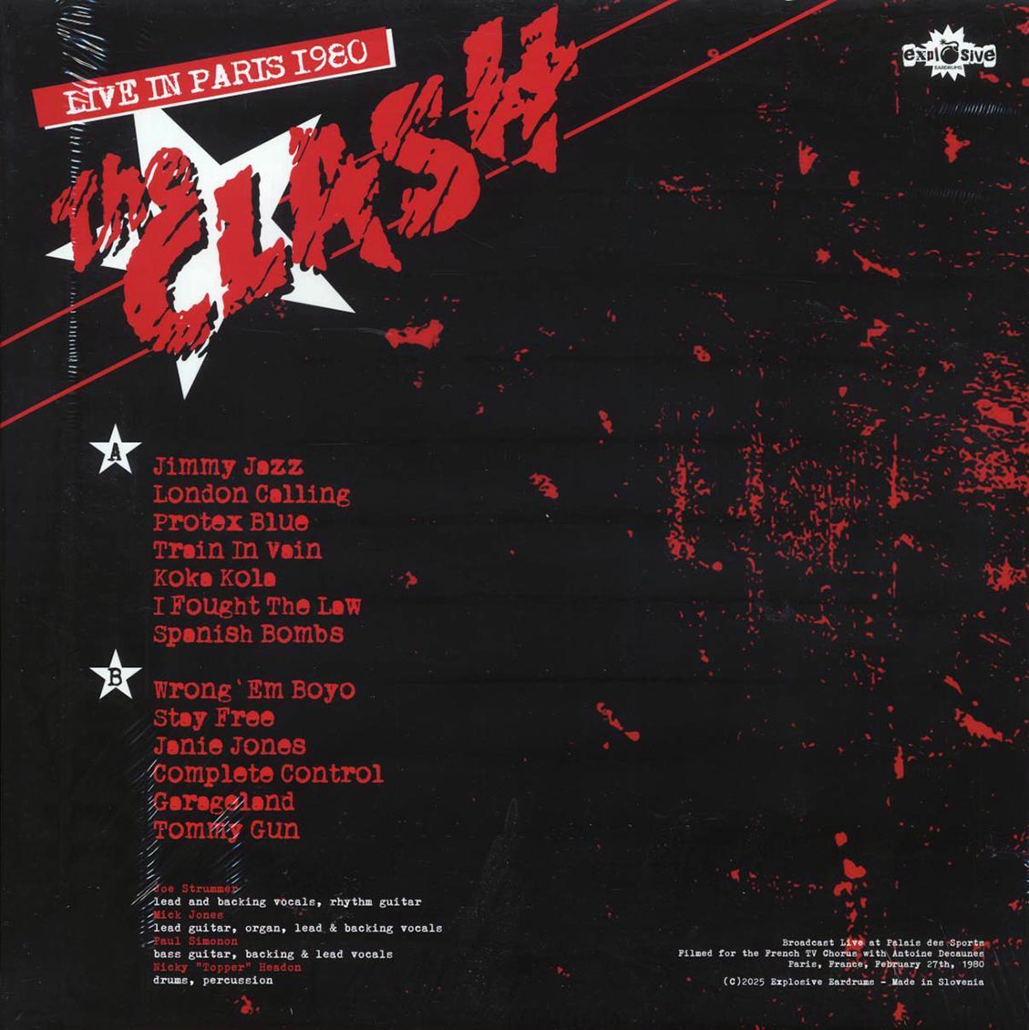 The Clash - Live In Paris 1980 vinyl LP back cover