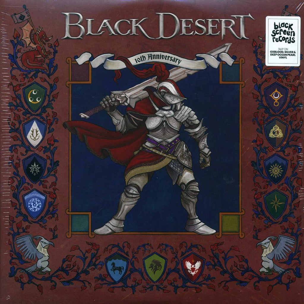 Various - Black Desert: 10th Anniversary (10th Anniv. Ed.) (3xLP) (oxblood/silver/pearl vinyl) vinyl LP front cover