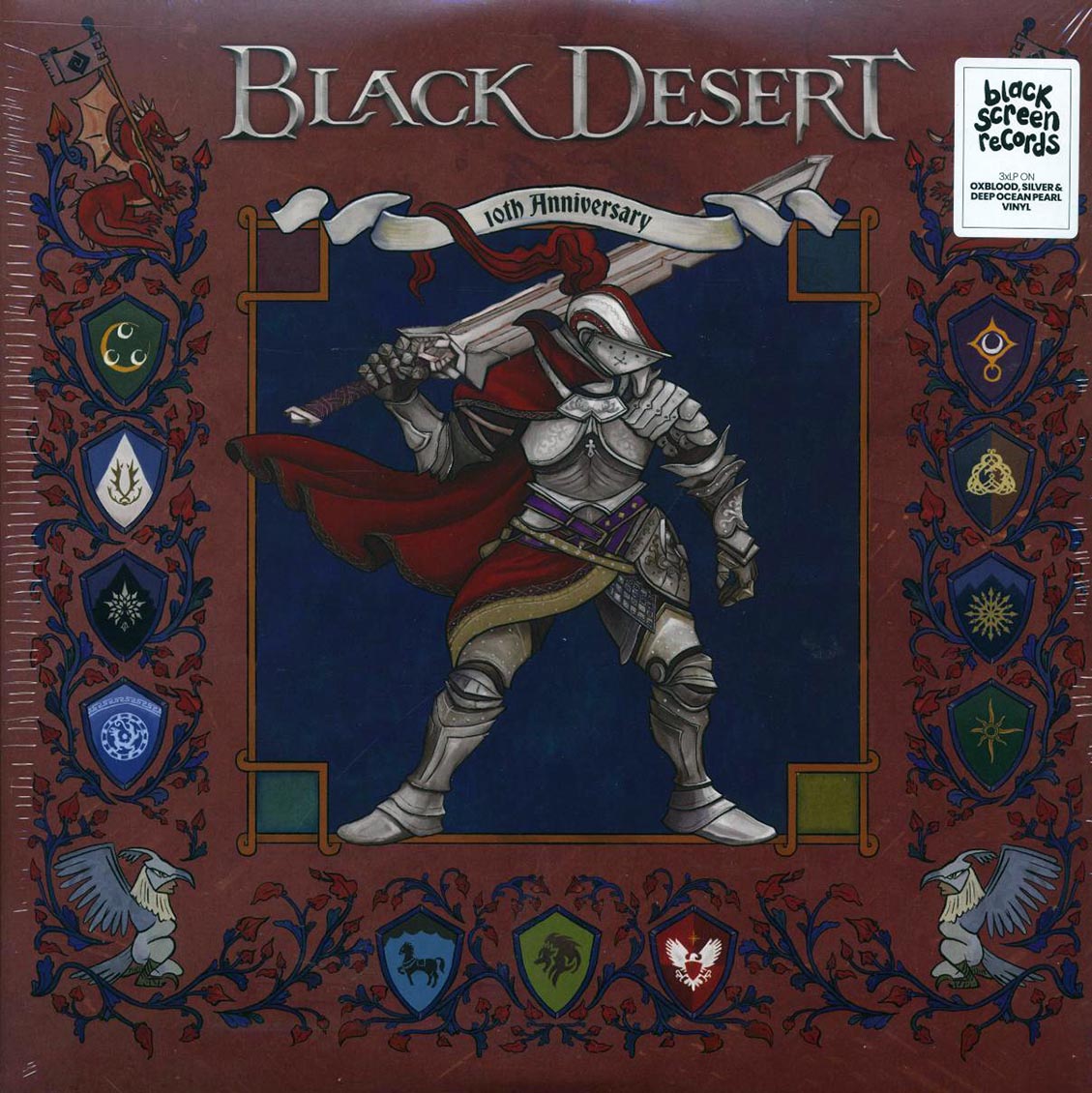 Various - Black Desert: 10th Anniversary (10th Anniv. Ed.) (3xLP) (oxblood/silver/pearl vinyl) vinyl LP front cover