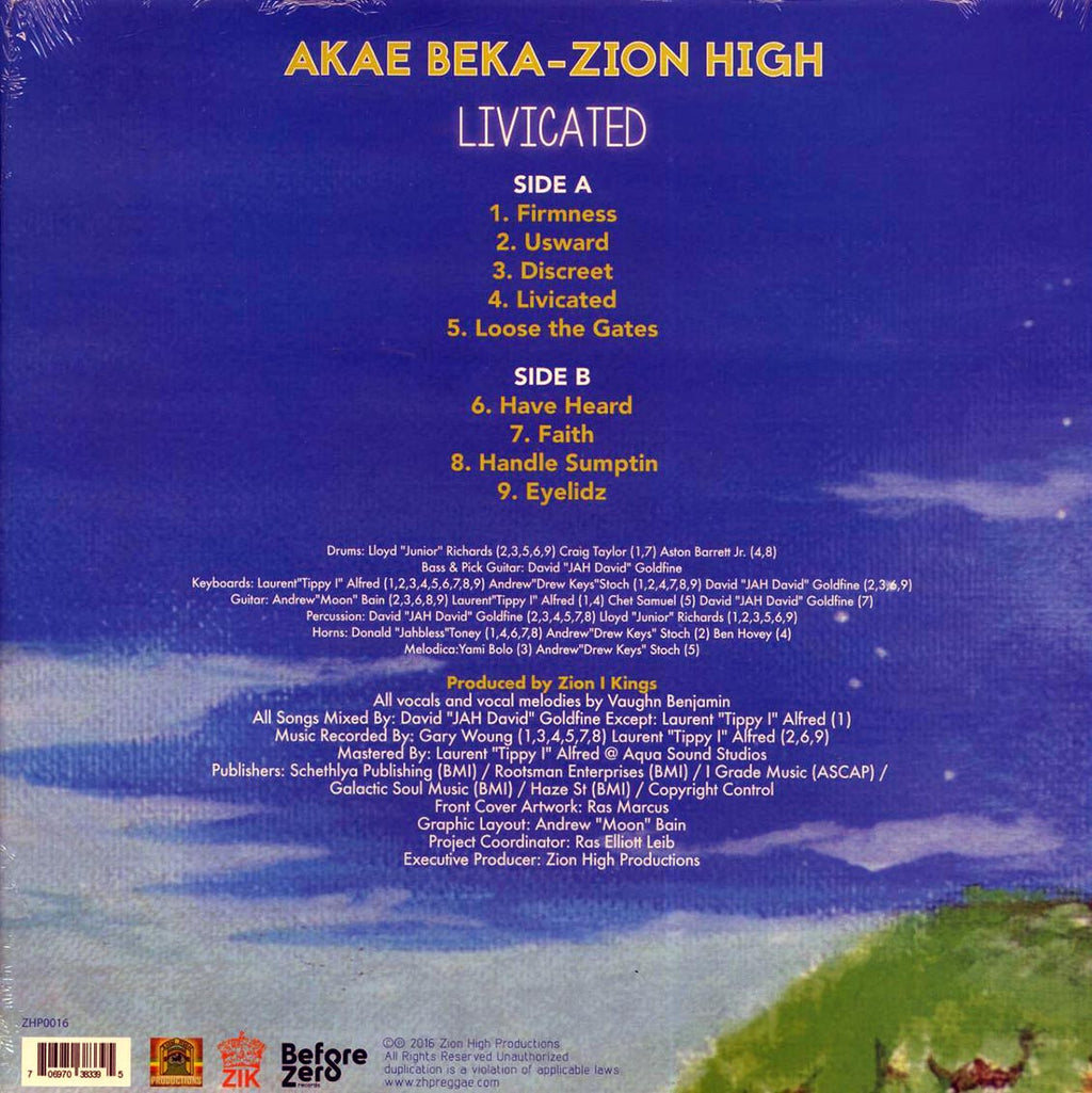 Akae Beka (Vaughn Benjamin/Midnite) - Livicated (Zion High) vinyl LP back cover