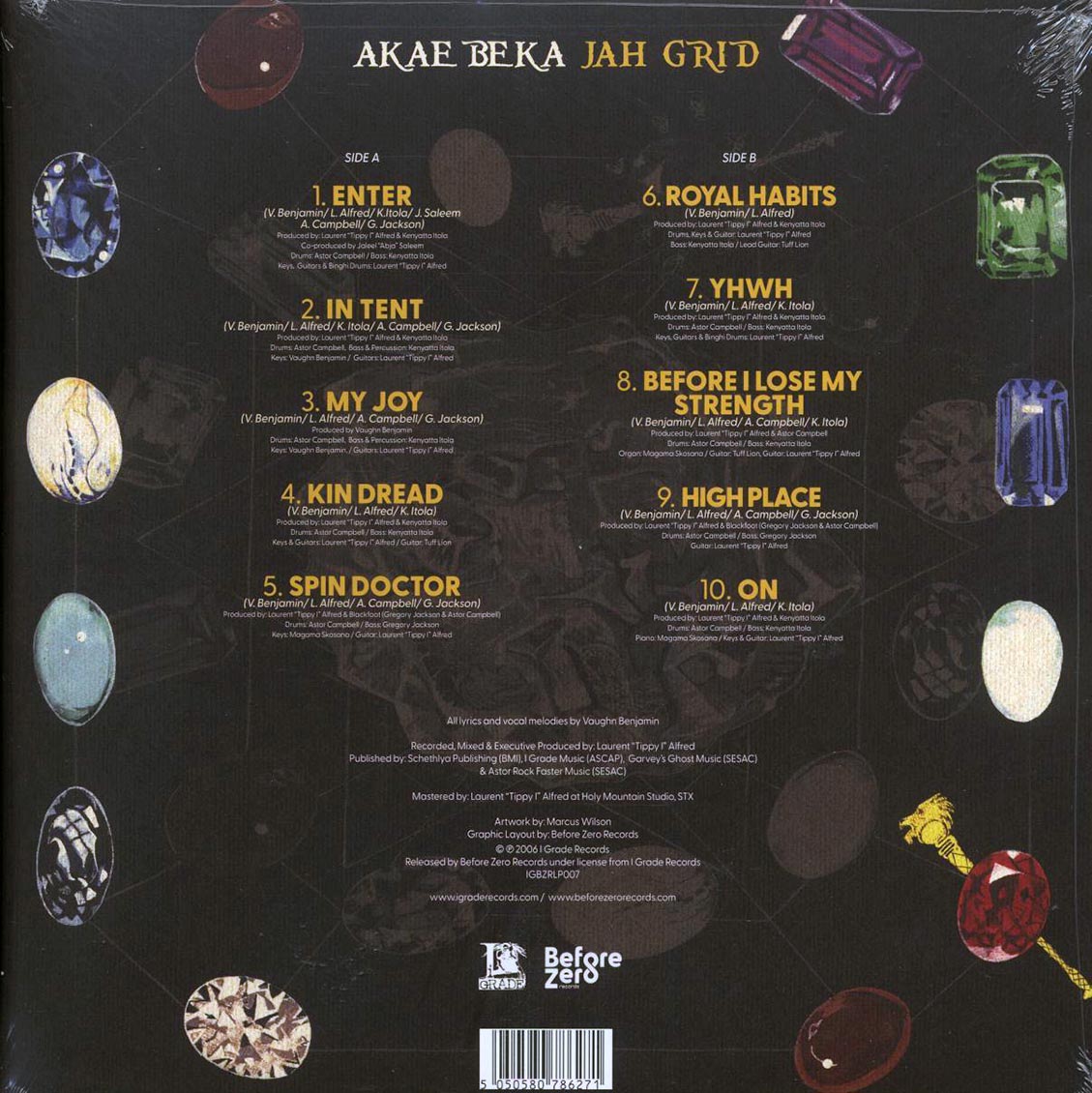 Akae Beka (Vaughn Benjamin/Midnite) - Jah Grid vinyl LP back cover